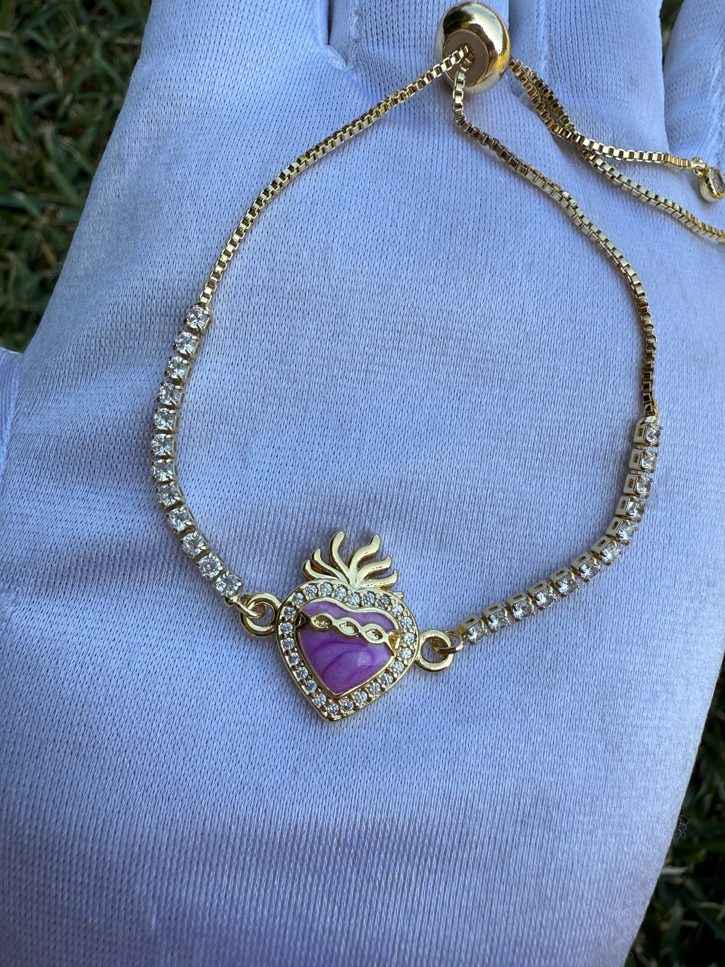 Heart Purple Bracelet adjustable