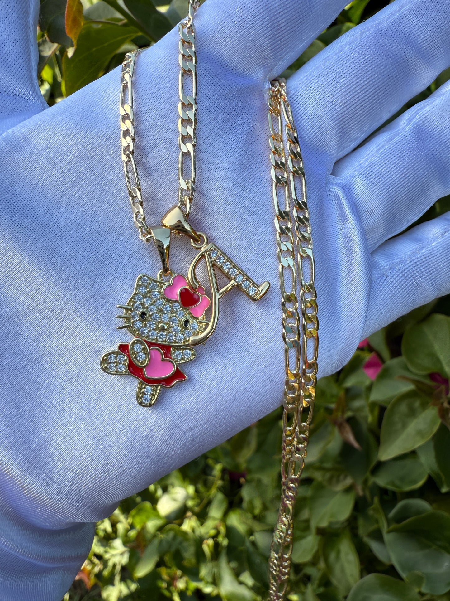 Cat Personalized Letter Necklace with chain