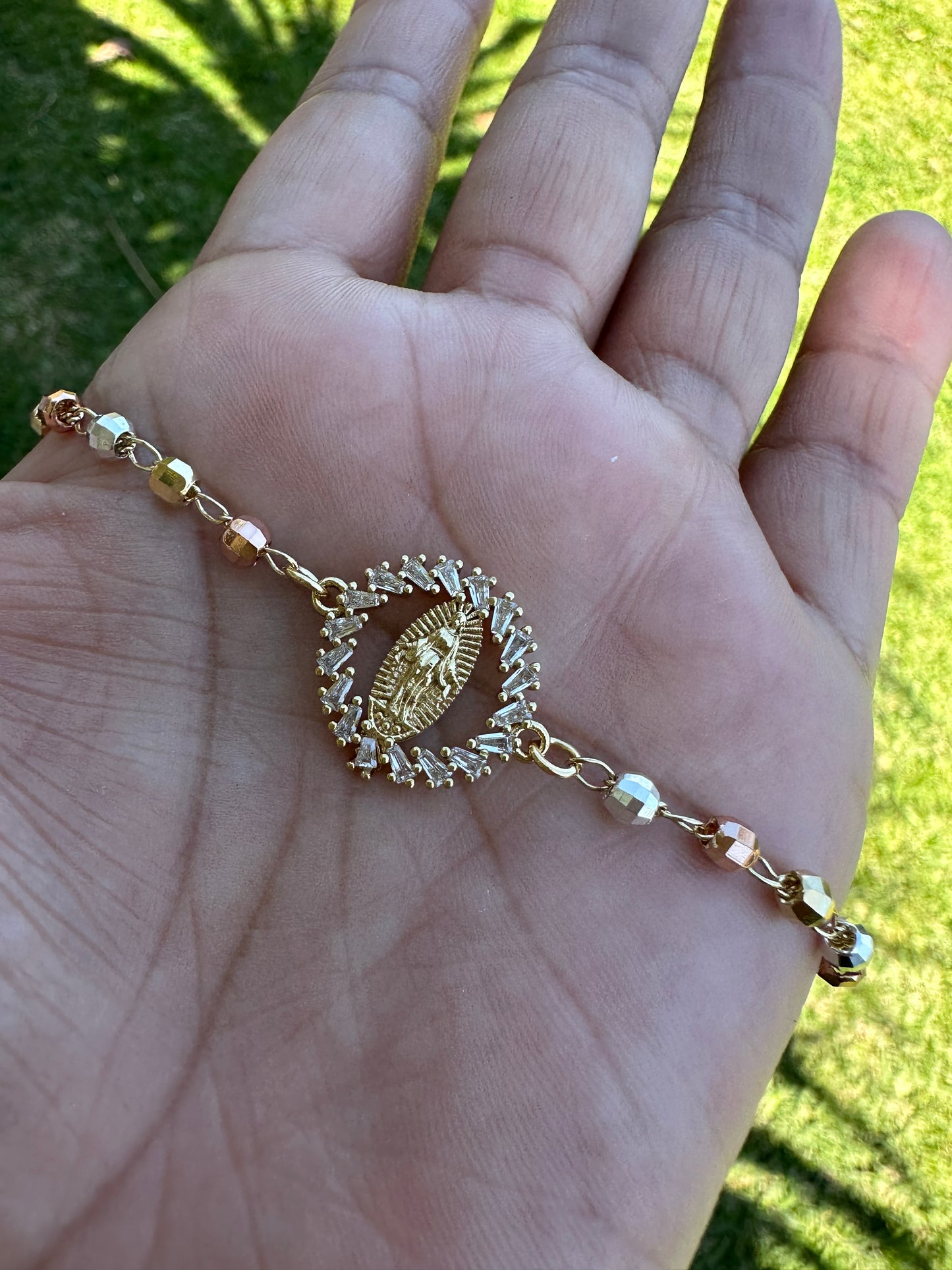 “Lady” Virgencita Bracelets Tricolor Gold Plated Virgin Mary