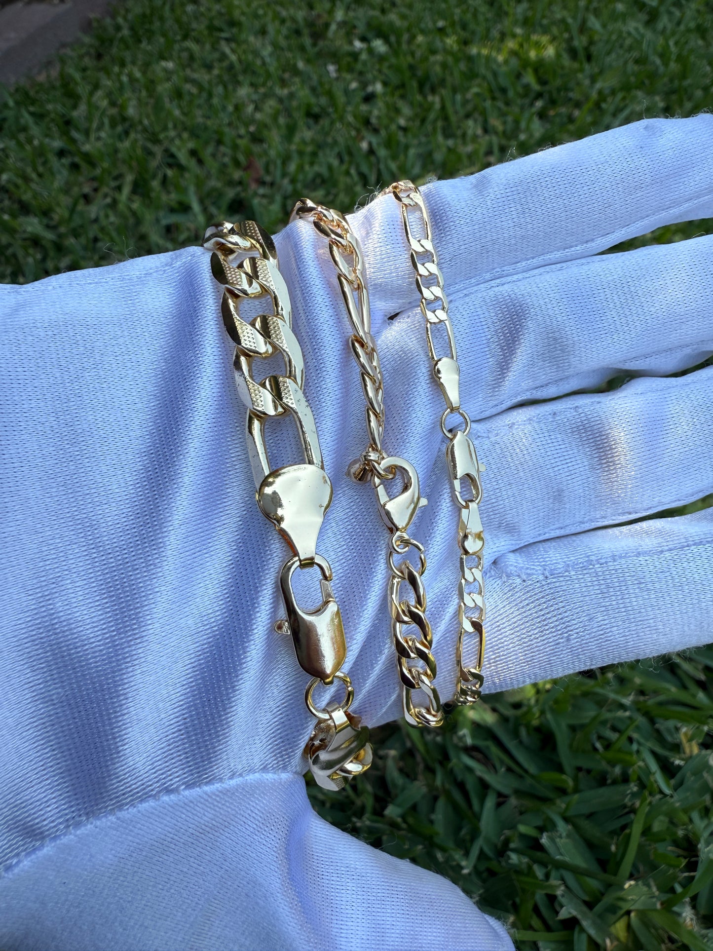 Figaro Chain Bracelet for Him or Her Tarnish Free Gold Style Jewelry