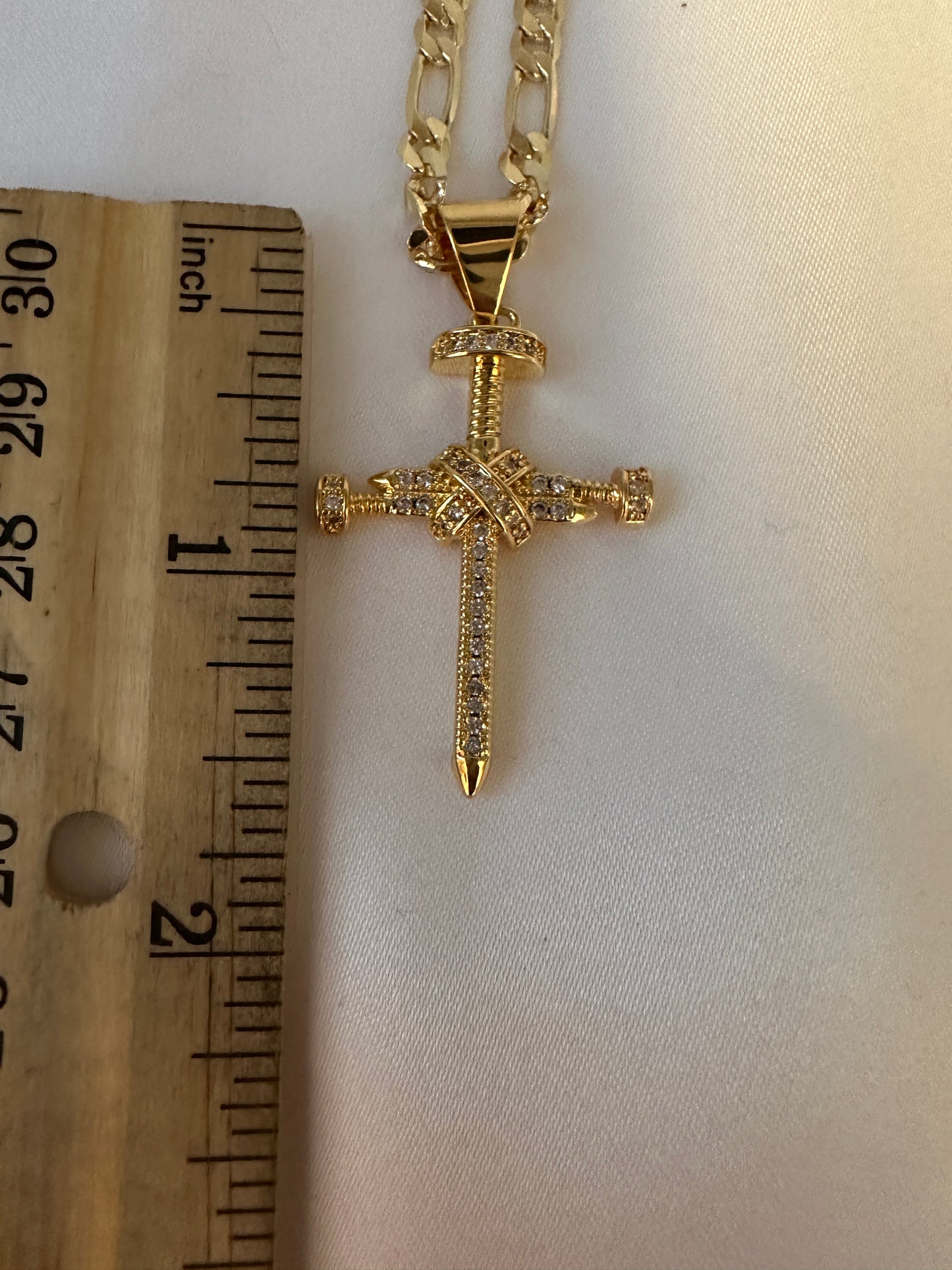 “Sword” Cross Necklace Gold a plated