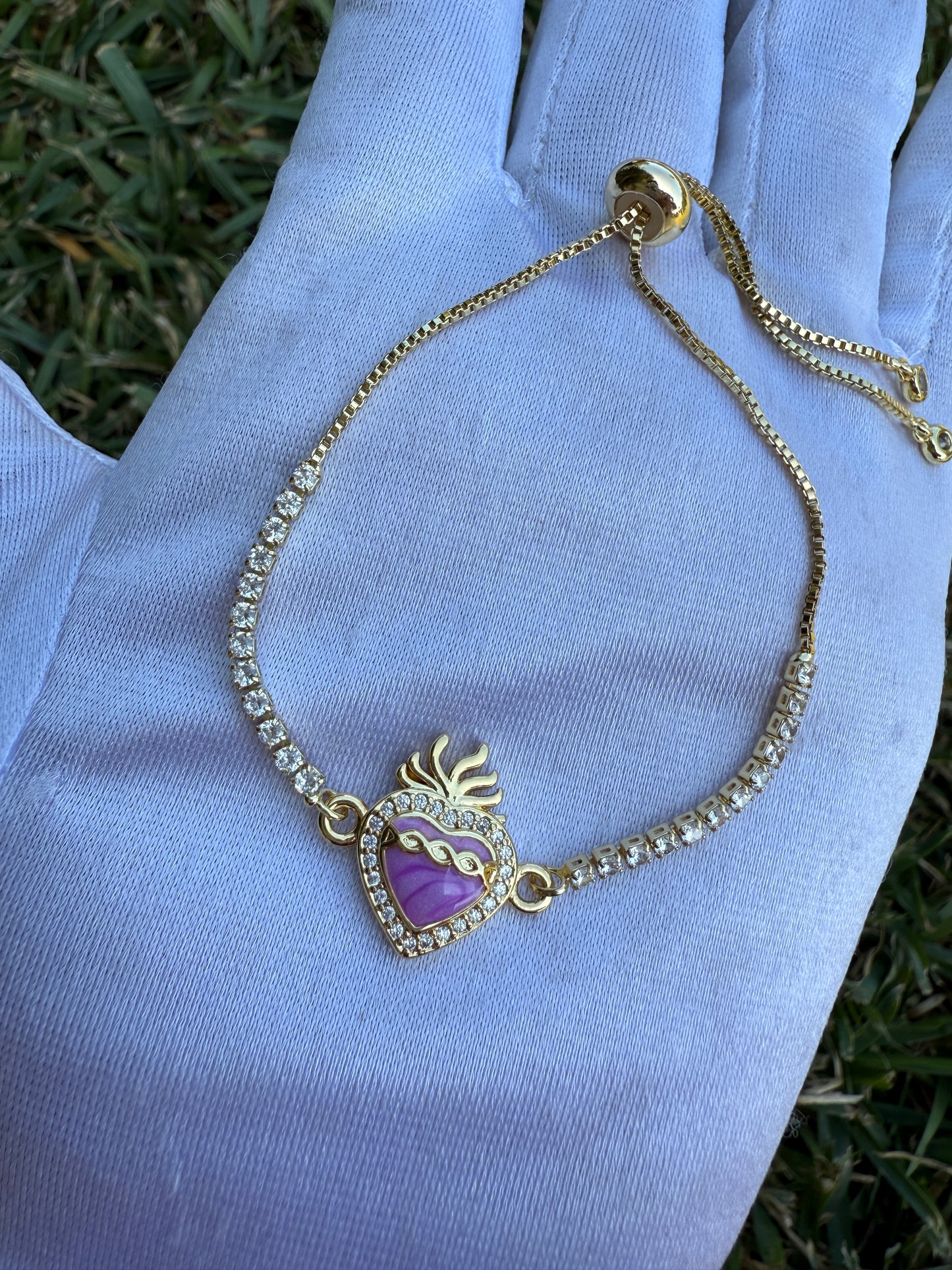 Heart Purple Bracelet adjustable