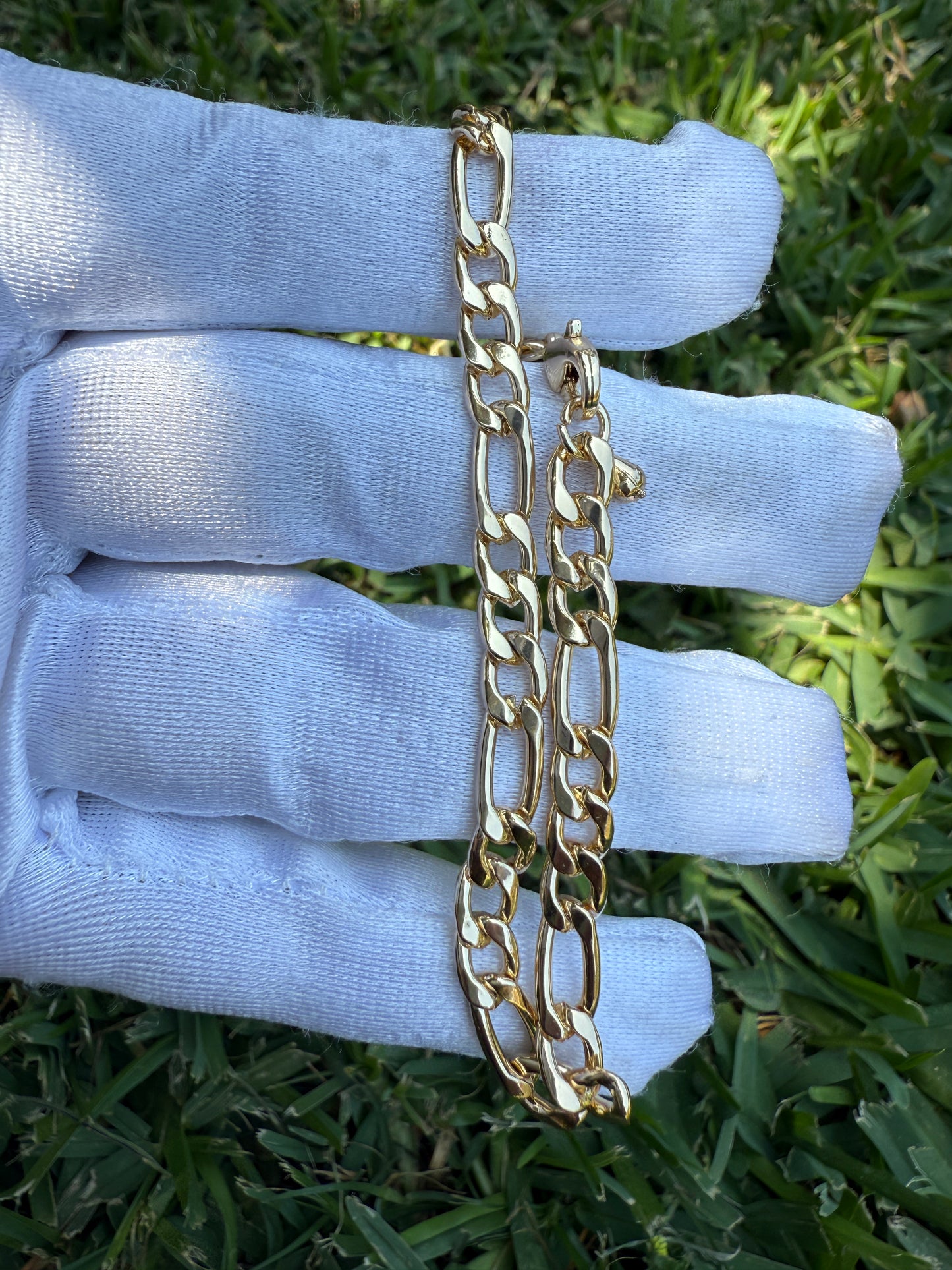 Figaro Chain Bracelet for Him or Her Tarnish Free Gold Style Jewelry