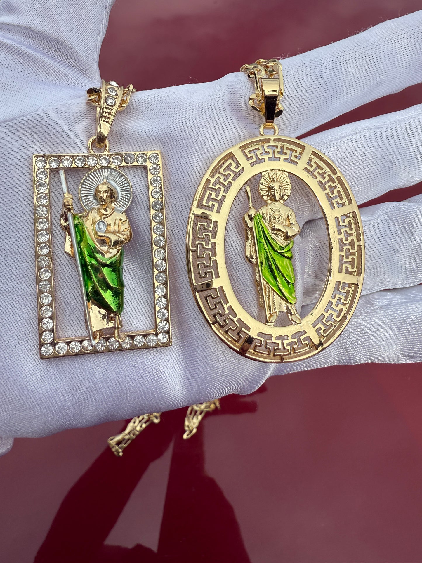St Jude Necklace with Figaro Chain San Judas Tadeo