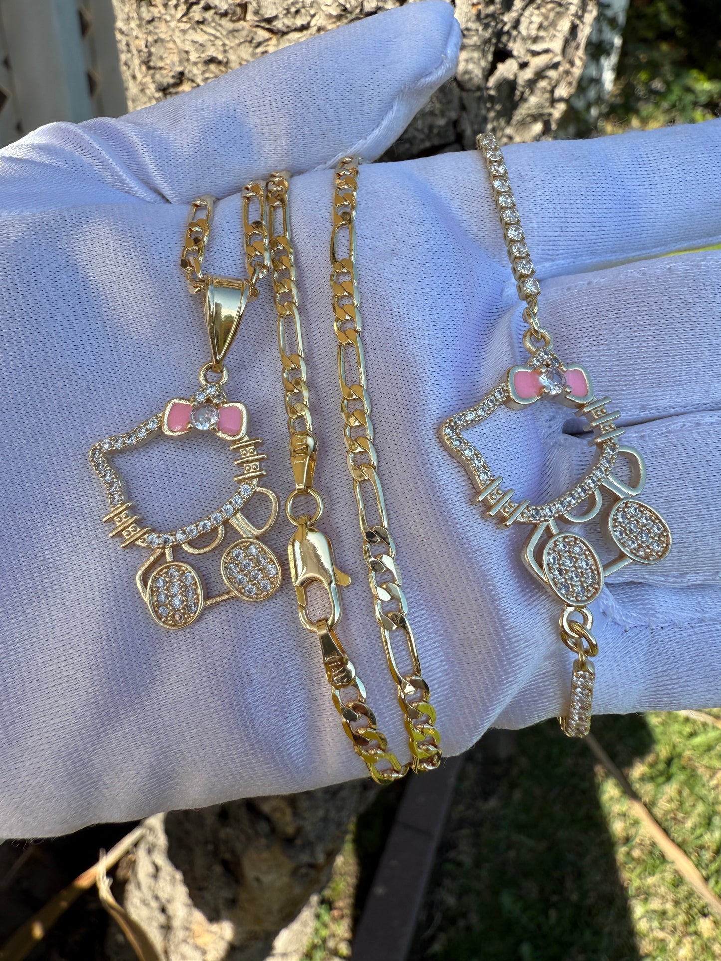 Cat necklace and Bracelet Set -Kitty Set