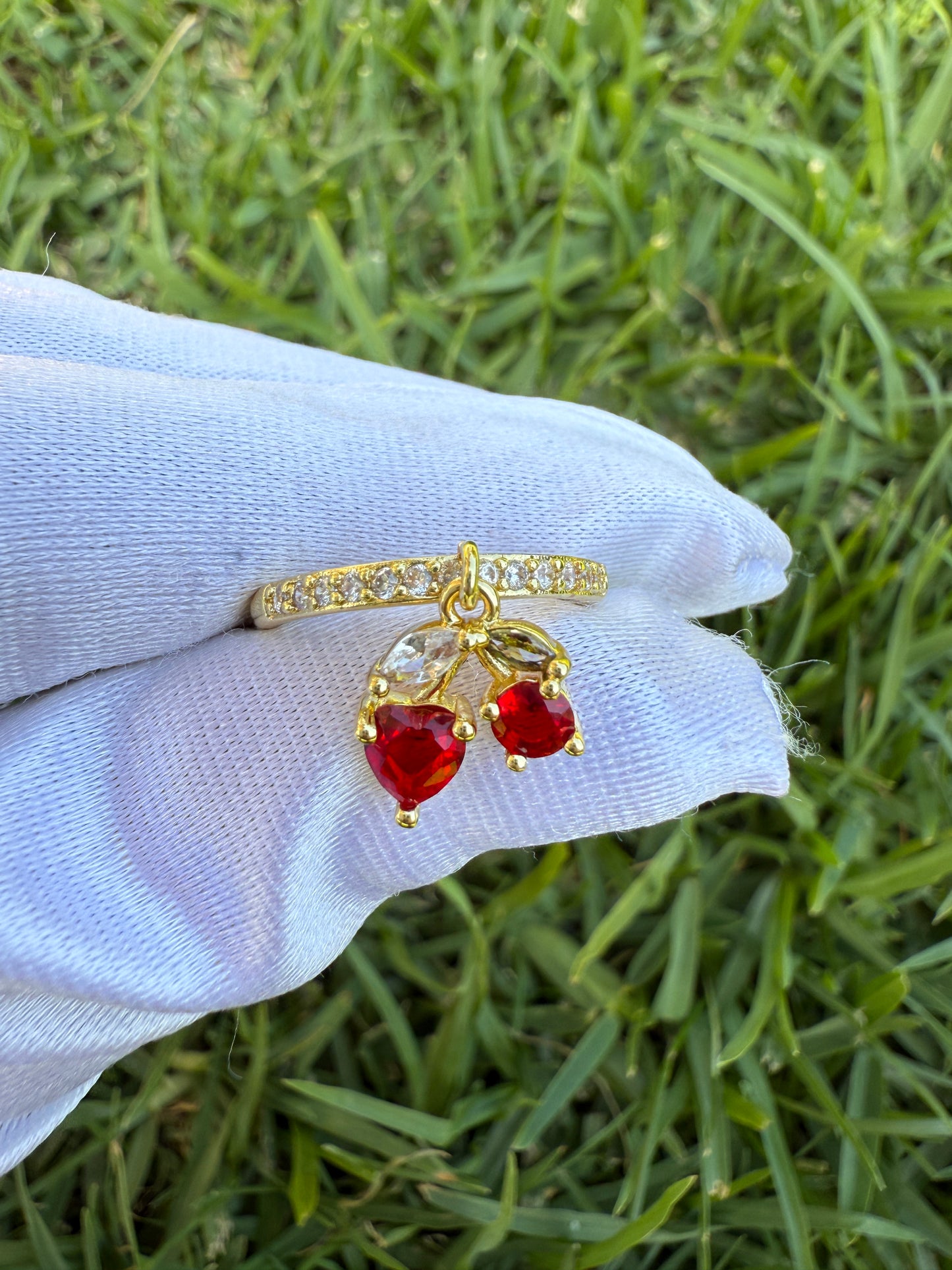 Cherry Rings Adjustable-Cute Red Cherry