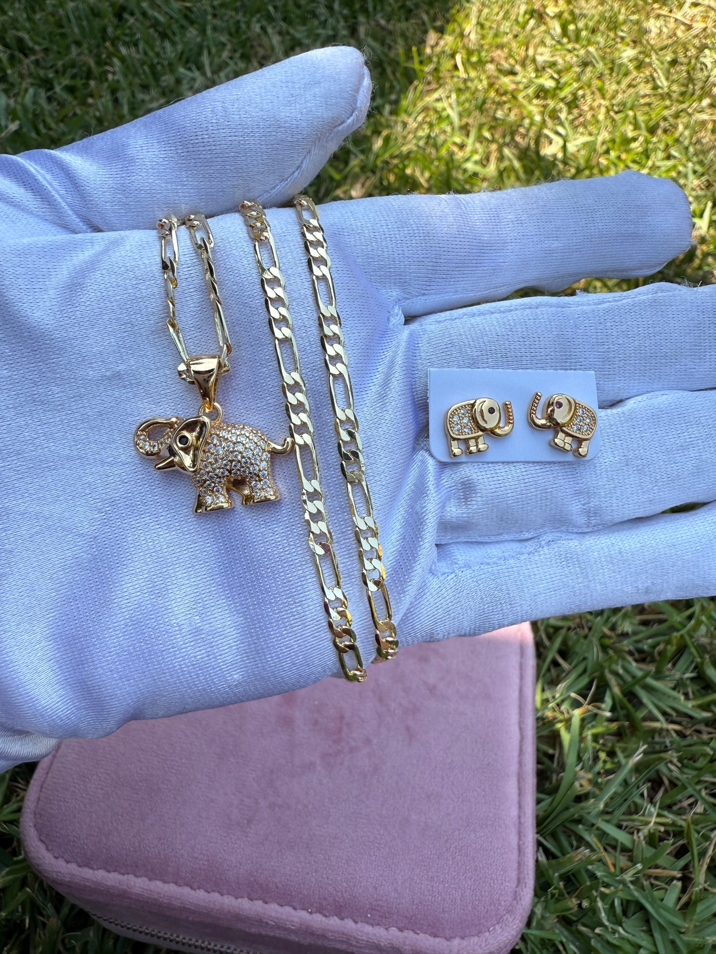 Elephant Necklace and Earrings Set