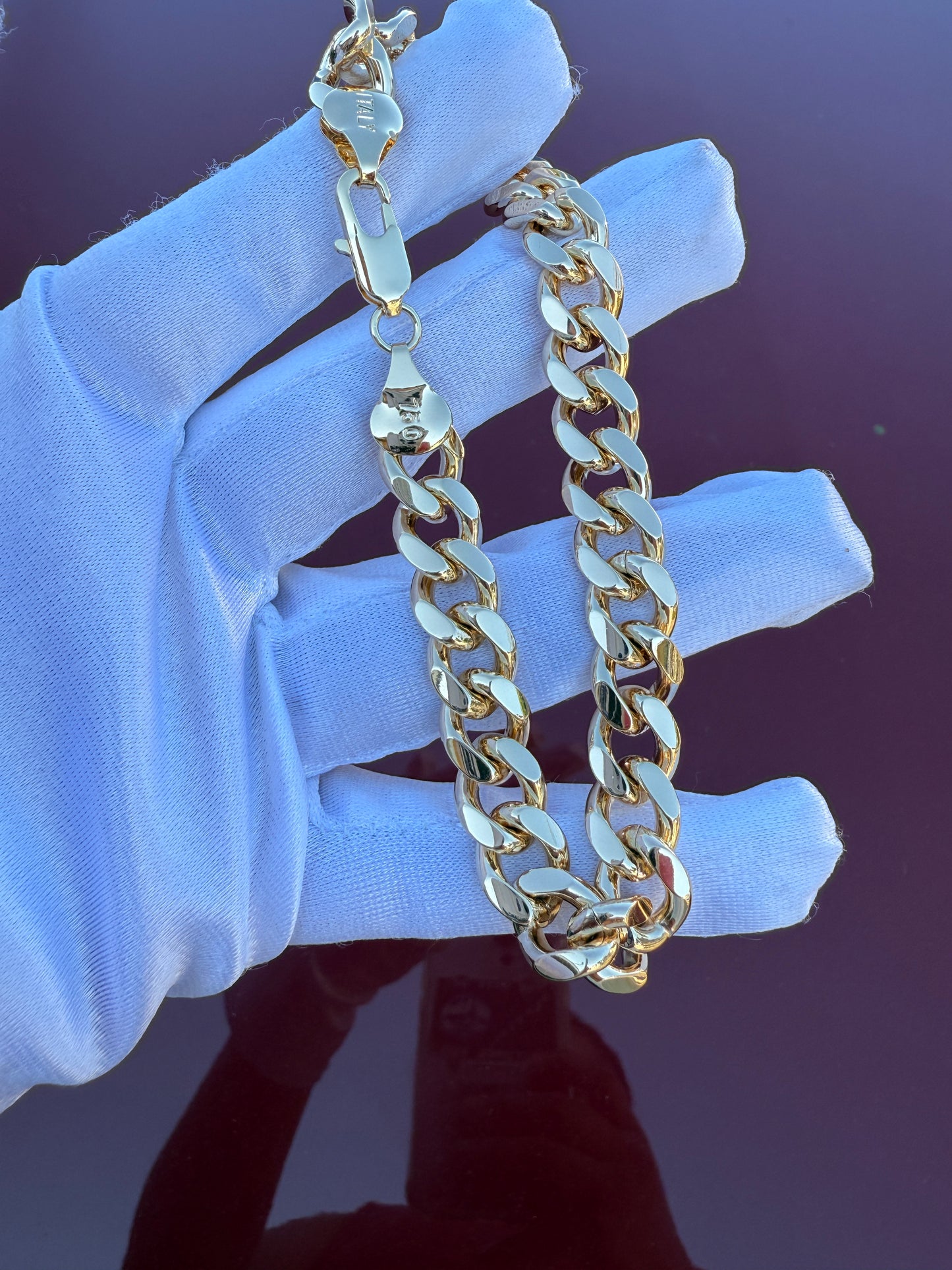 Solid Cuban Link Bracelet Gold Plated 18k Plated