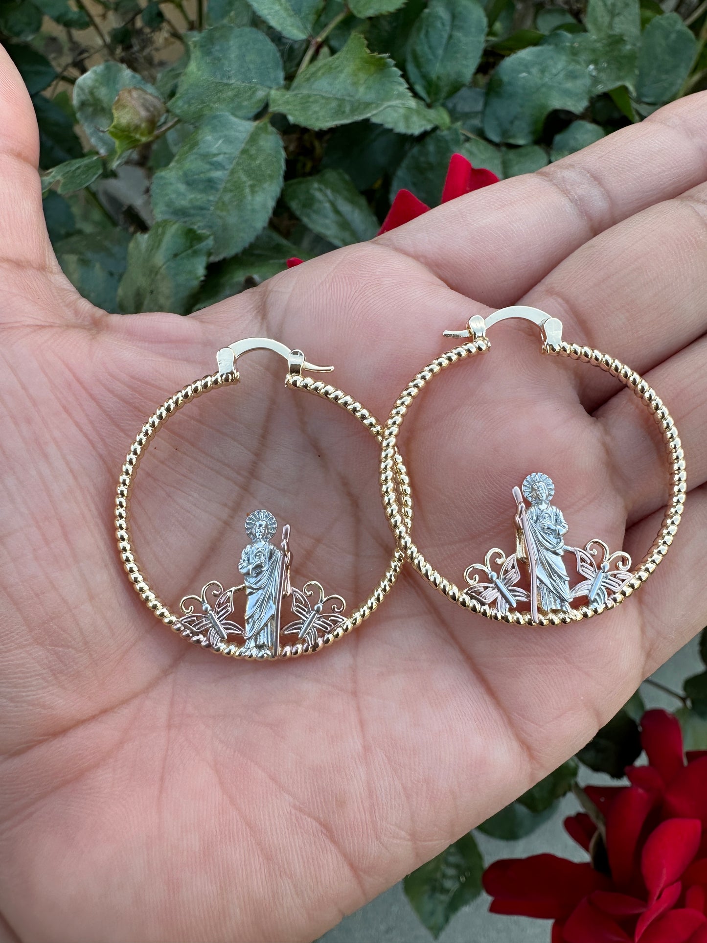 St Jude Tricolor Earrings Gold Plated