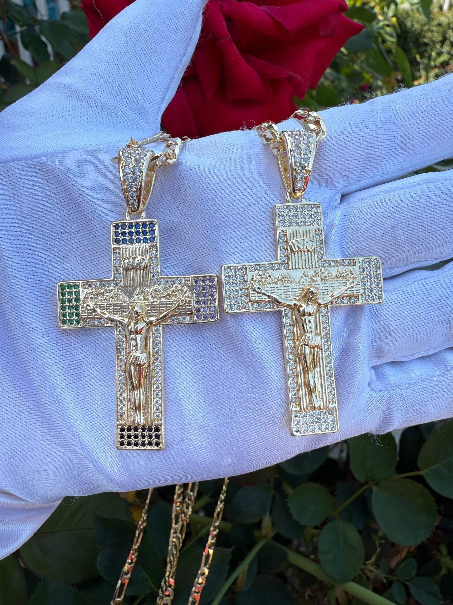 Cross Bling Necklace Plated Crucifix