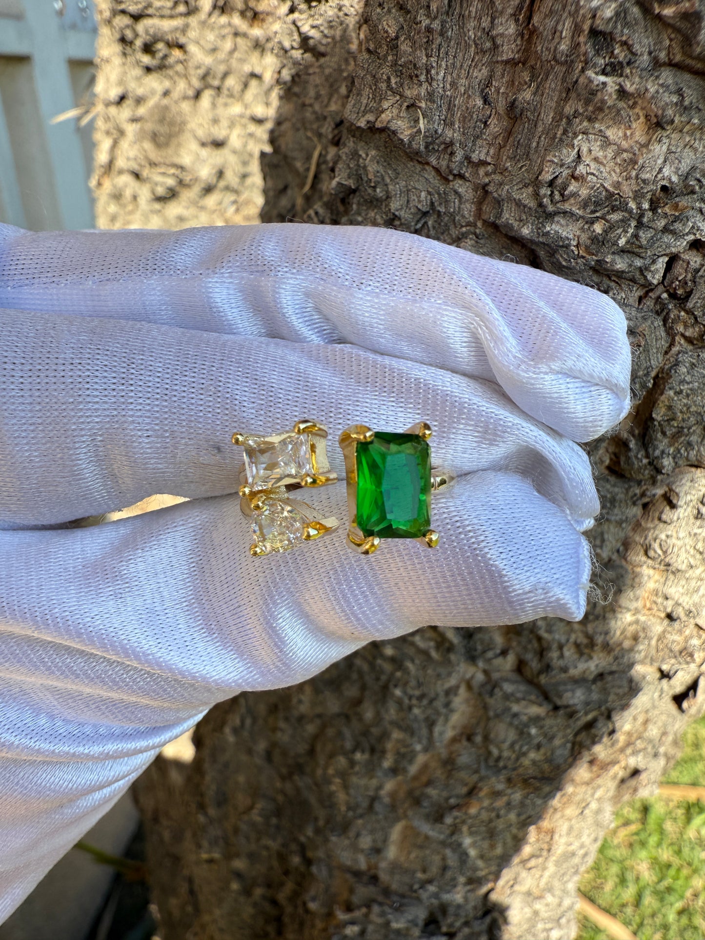 Green Stone Rings Adjustable