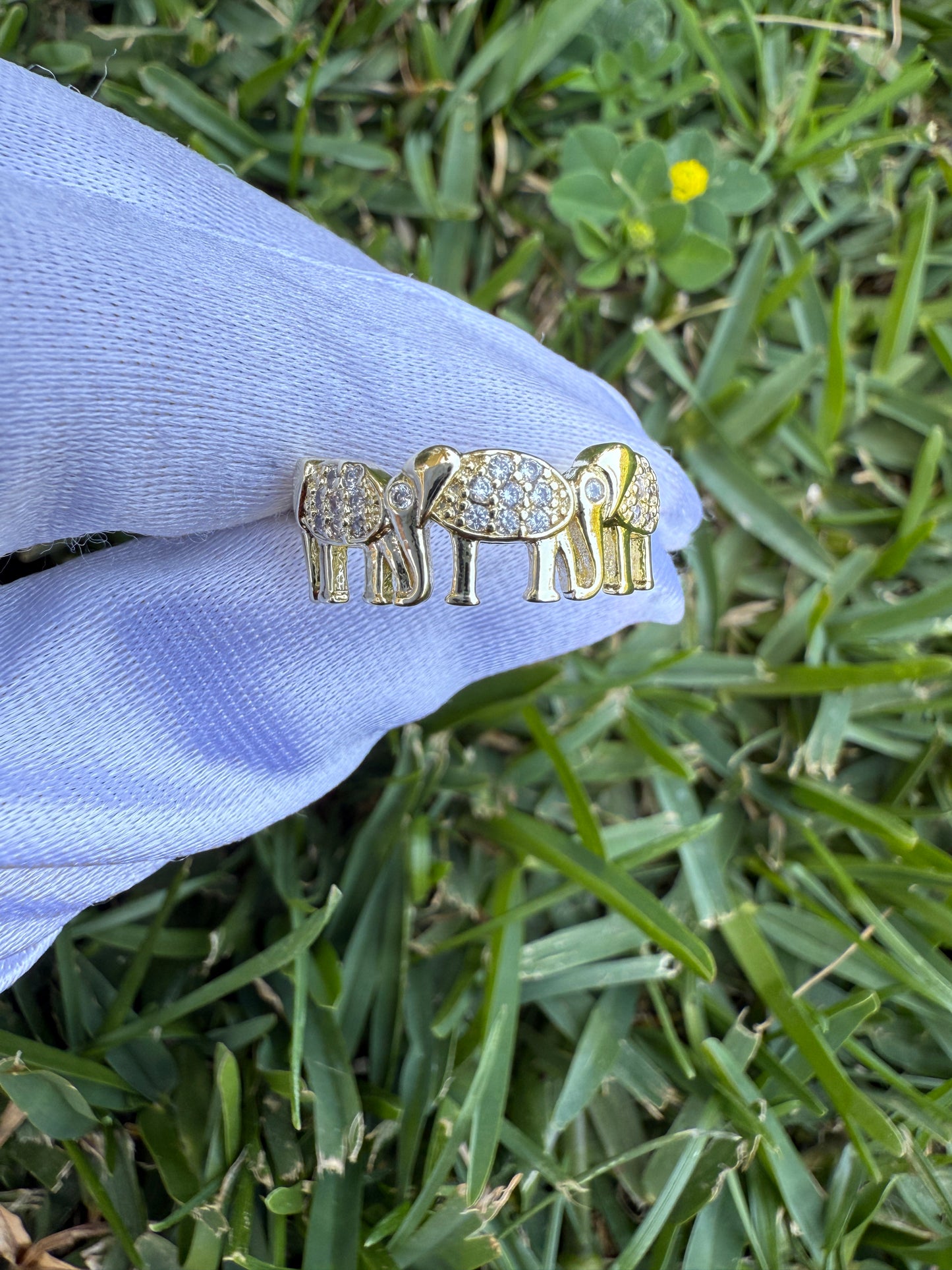 Good Luck Elephant and Turtle Rings Adjunct - Includes Decorative Elements and Gemstone Accents