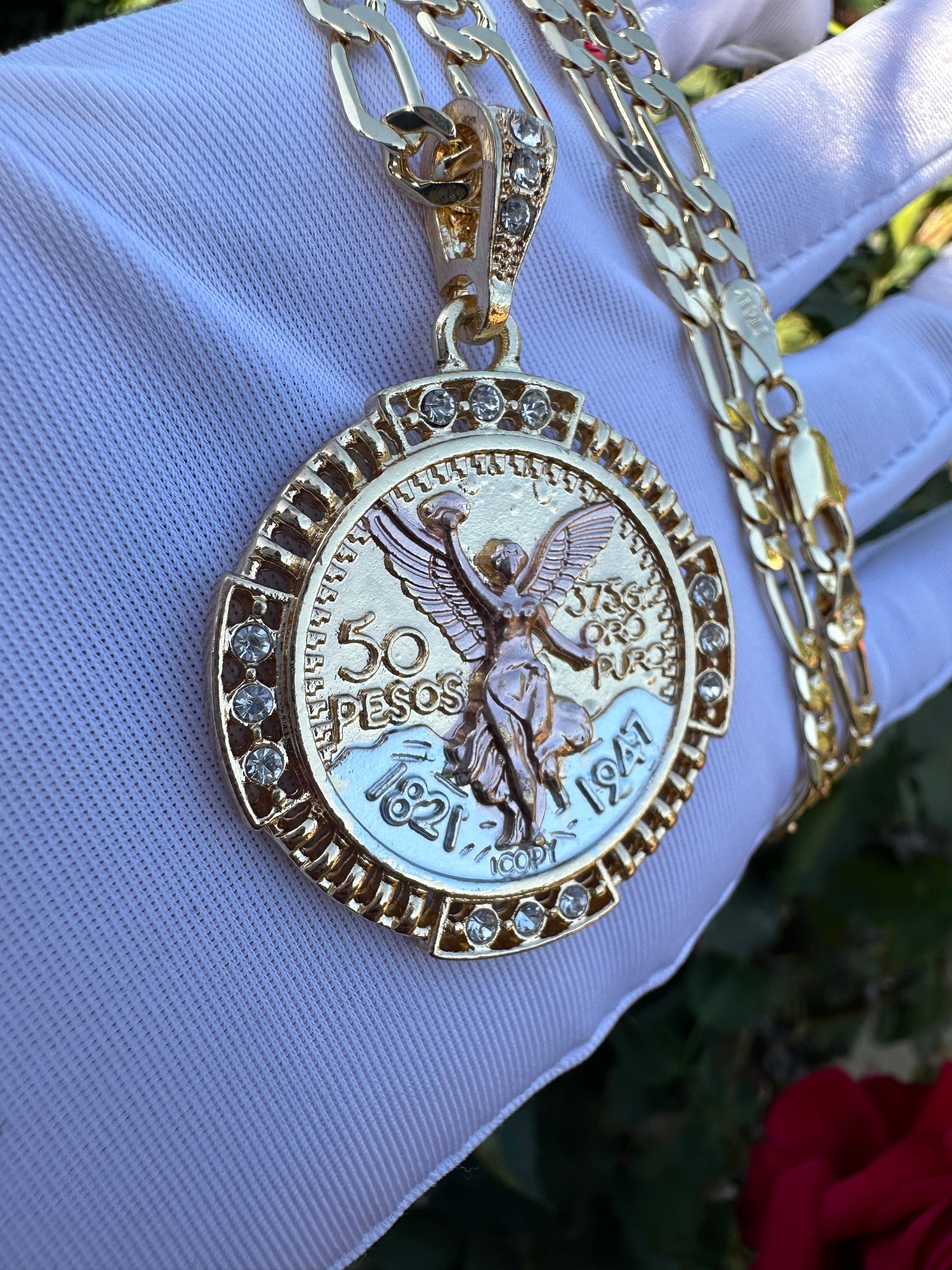 Centenario with Clear Stone Edges-Gold Plated