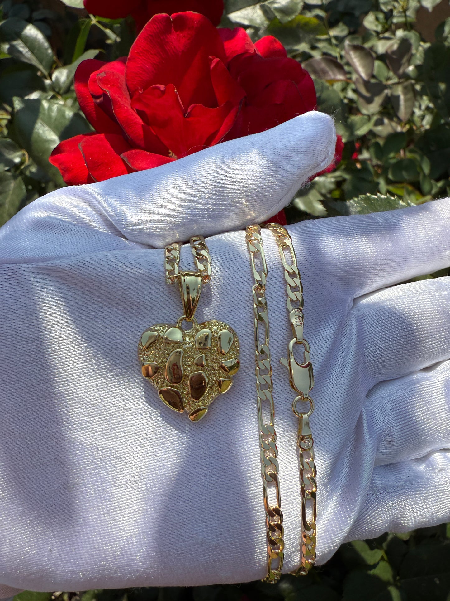 Heart Nugget Necklace - Gold-Toned Heart Pendant with Chain Jewelry Piece