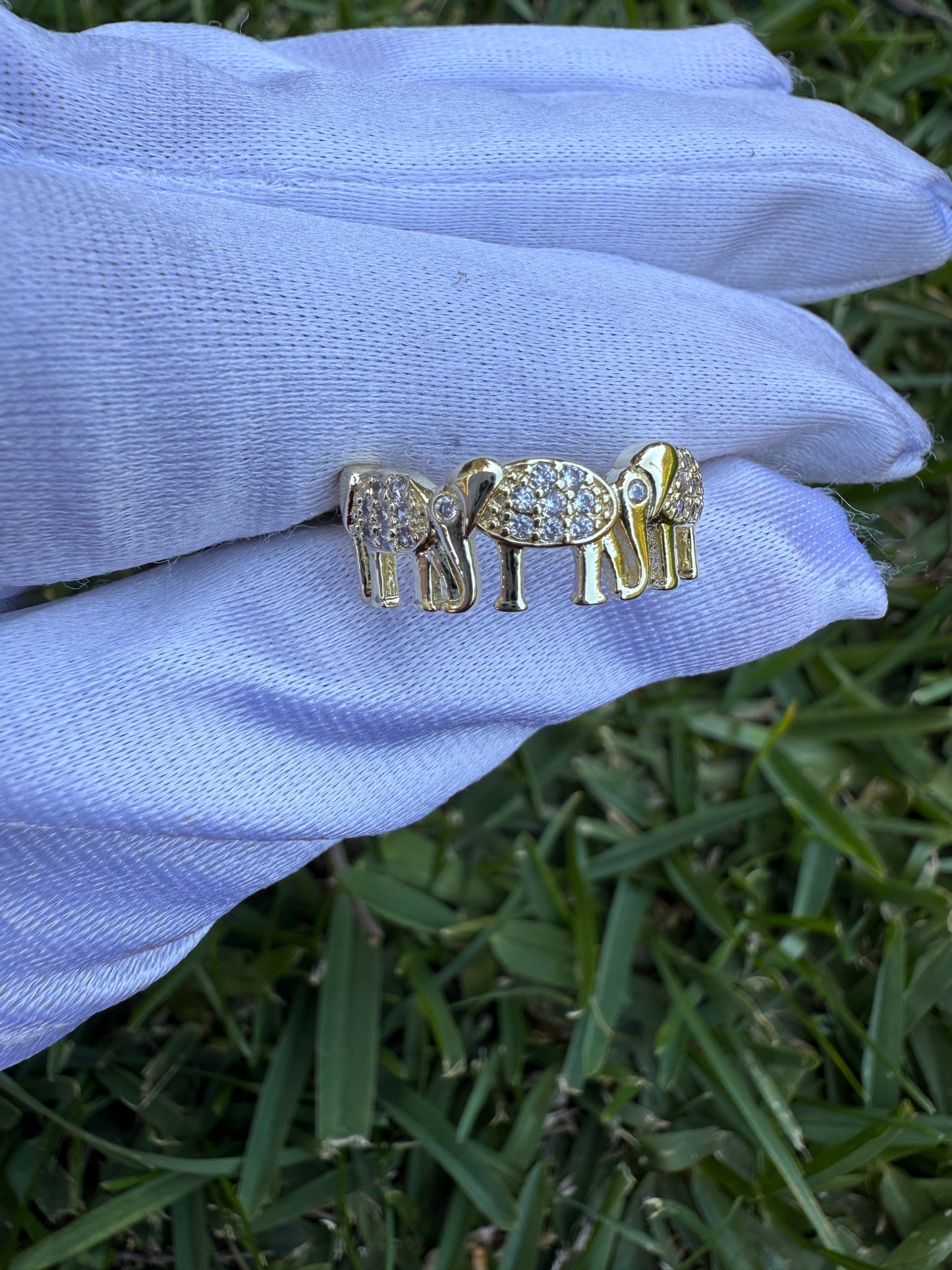 Good Luck Elephant and Turtle Rings Adjunct - Includes Decorative Elements and Gemstone Accents