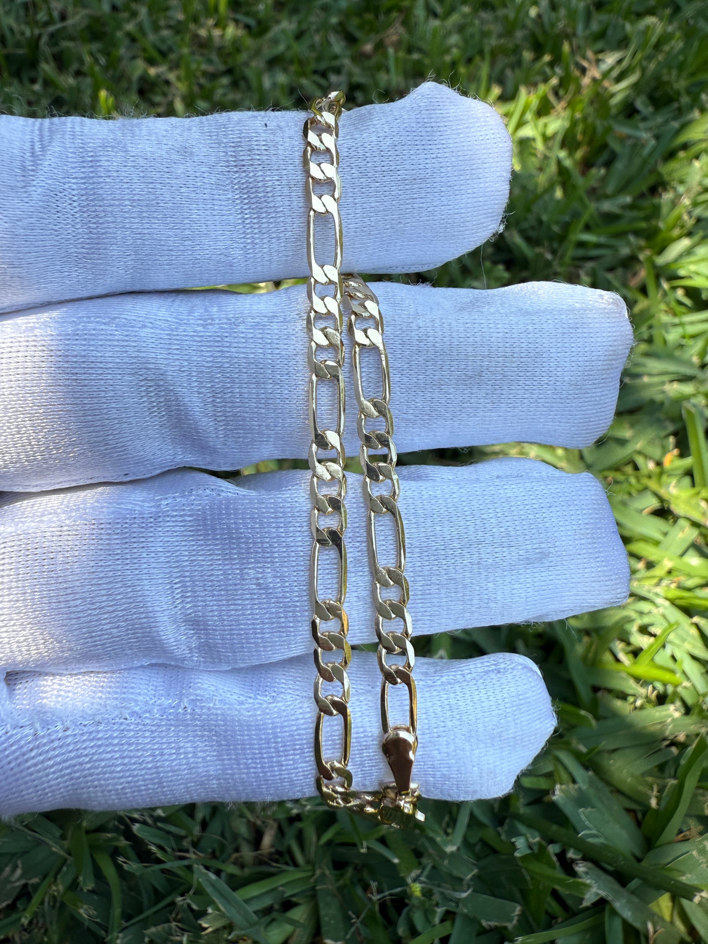 Figaro Chain Bracelet for Him or Her Tarnish Free Gold Style Jewelry