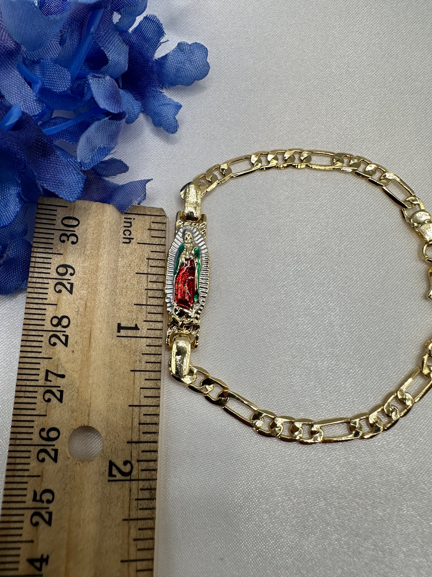 “Tiny” Virgin Bracelet for Kids -Trio Colors Gold Plated for him or her (Virgen Pulcera)