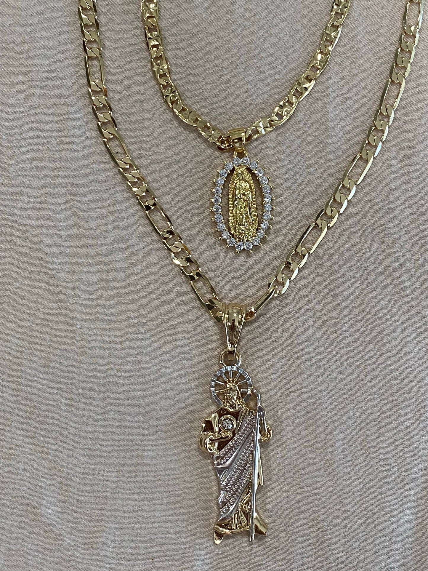 14k Virgin & St Jude Necklaces Combo -Gold Plated Beautiful Necklaces