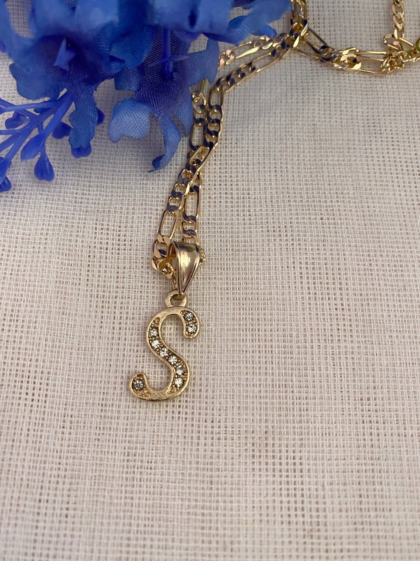 Letter Initials Necklaces with Clear Stones