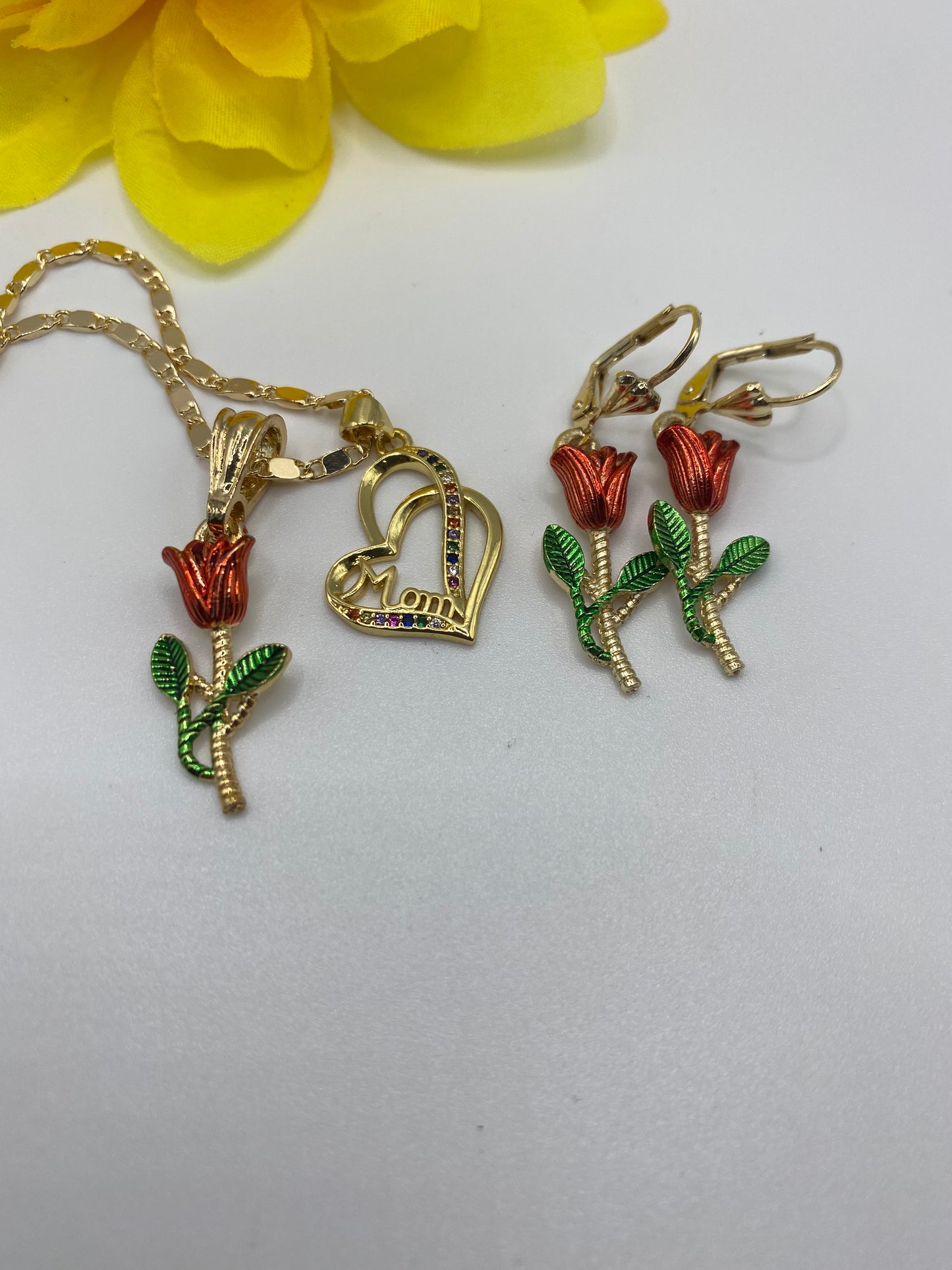 “4ever” Mom Necklace Set with Earrings. Gold Plated