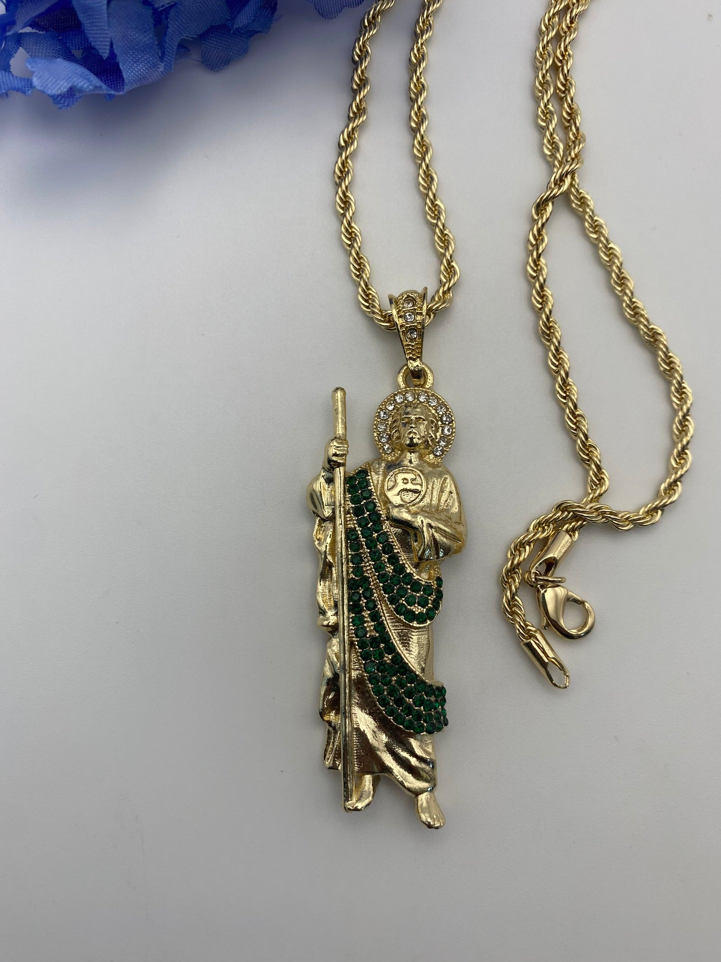 “Charm” Ice Green San Judas Gold Plated