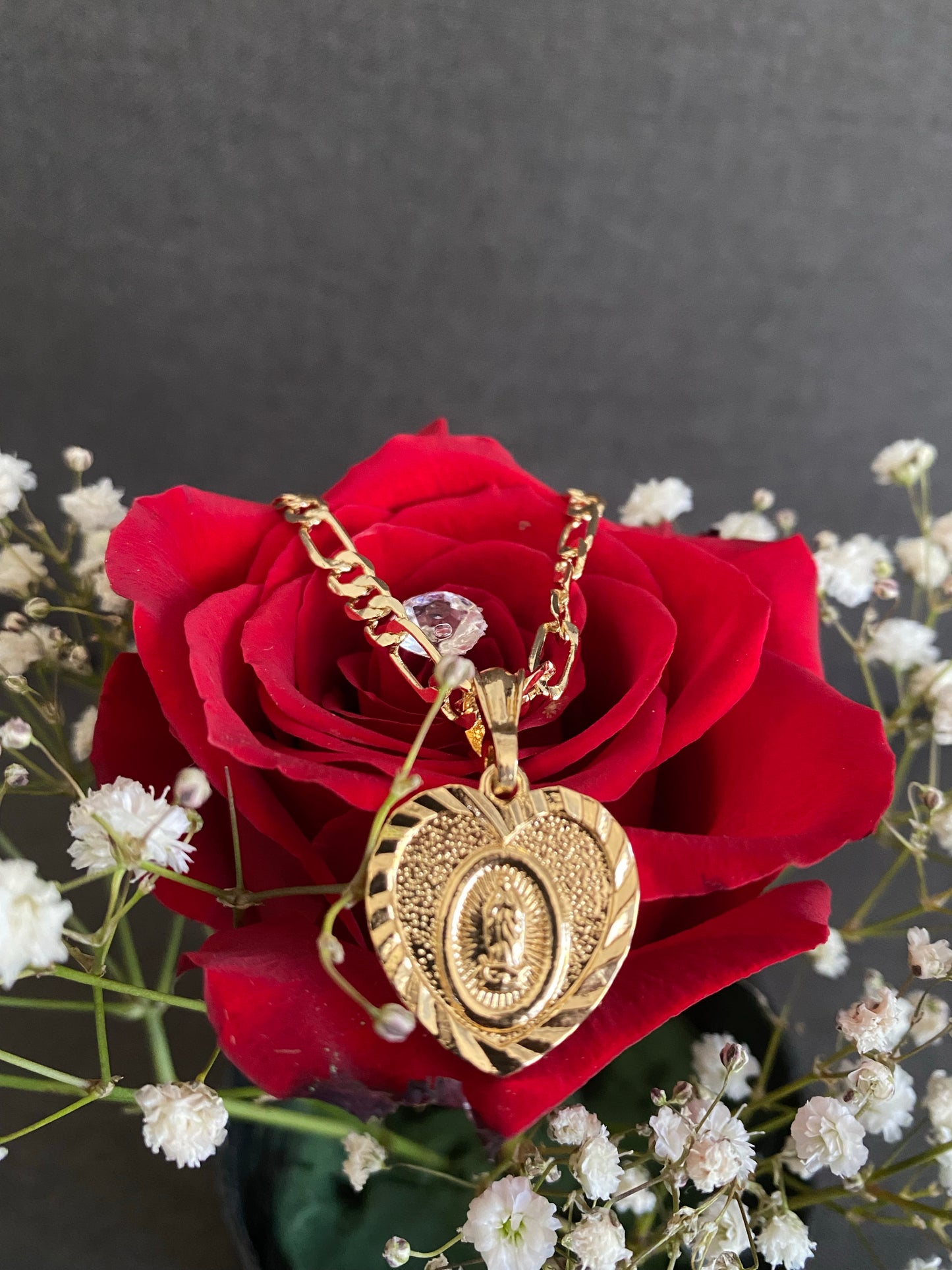 “Rose Heart” Virgin Necklace-gold plated