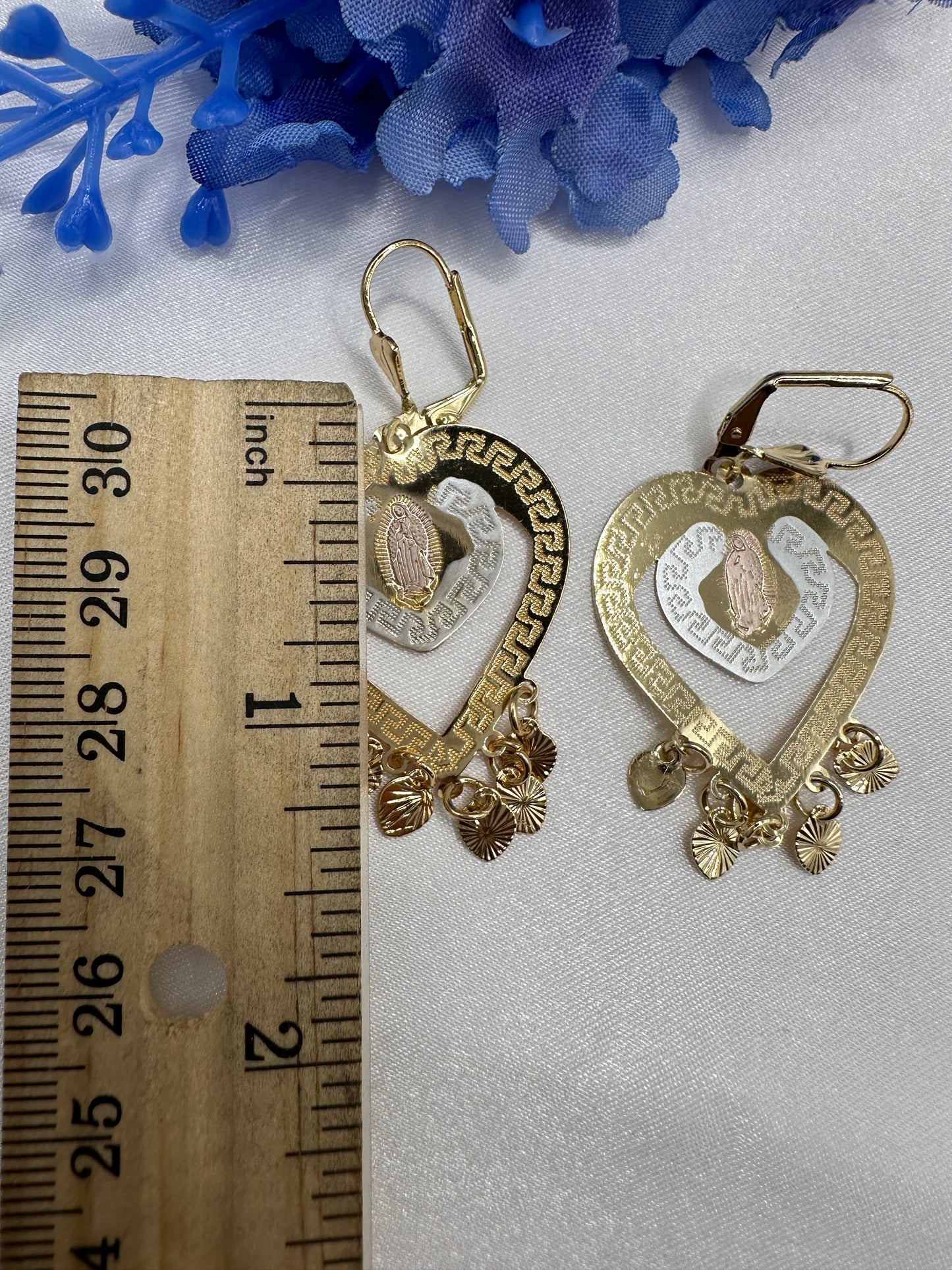 “Perla” Heart Virgin Earrings Tricolor (Virgen)
