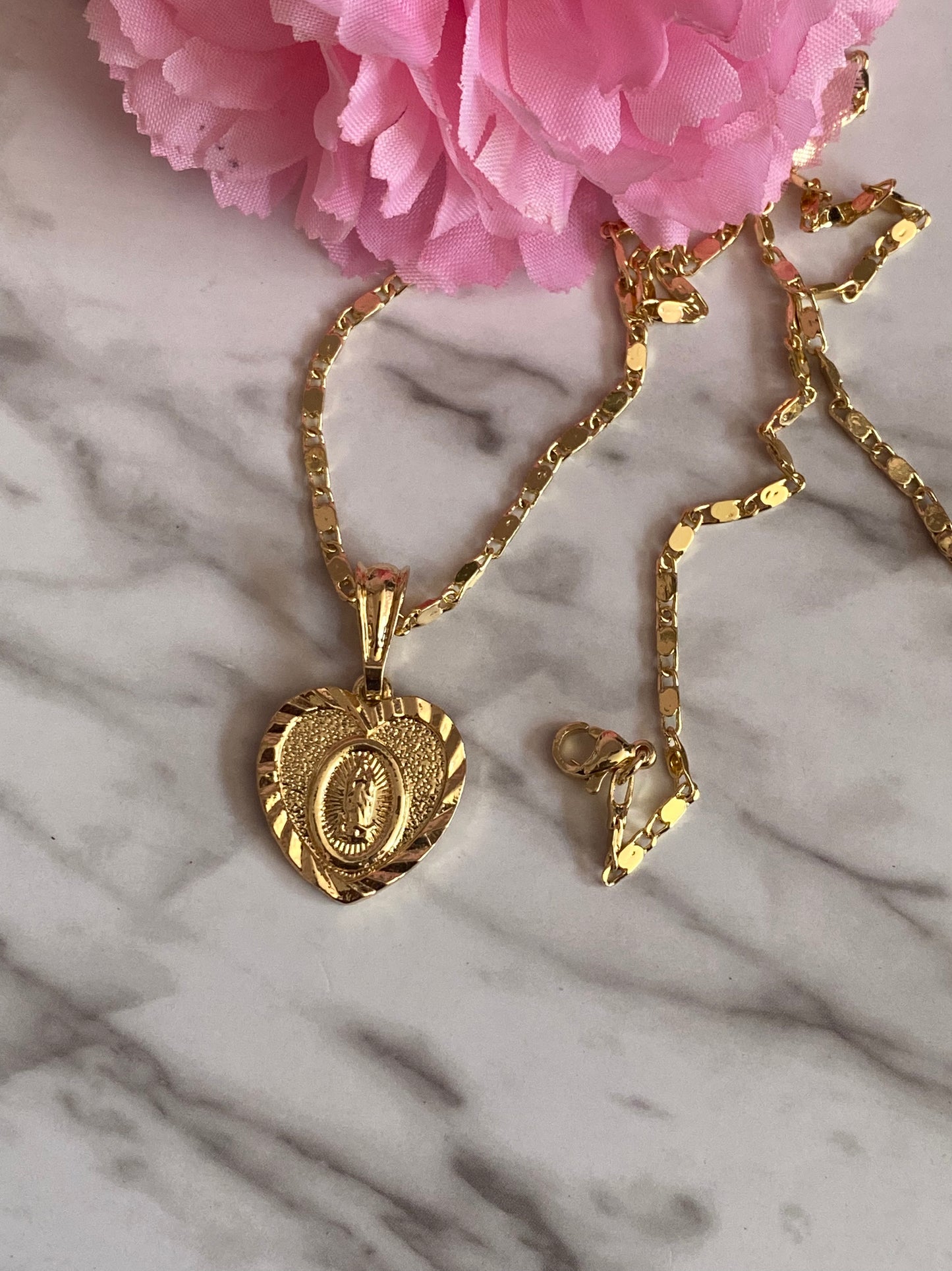 “Rose Heart” Virgin Necklace-gold plated