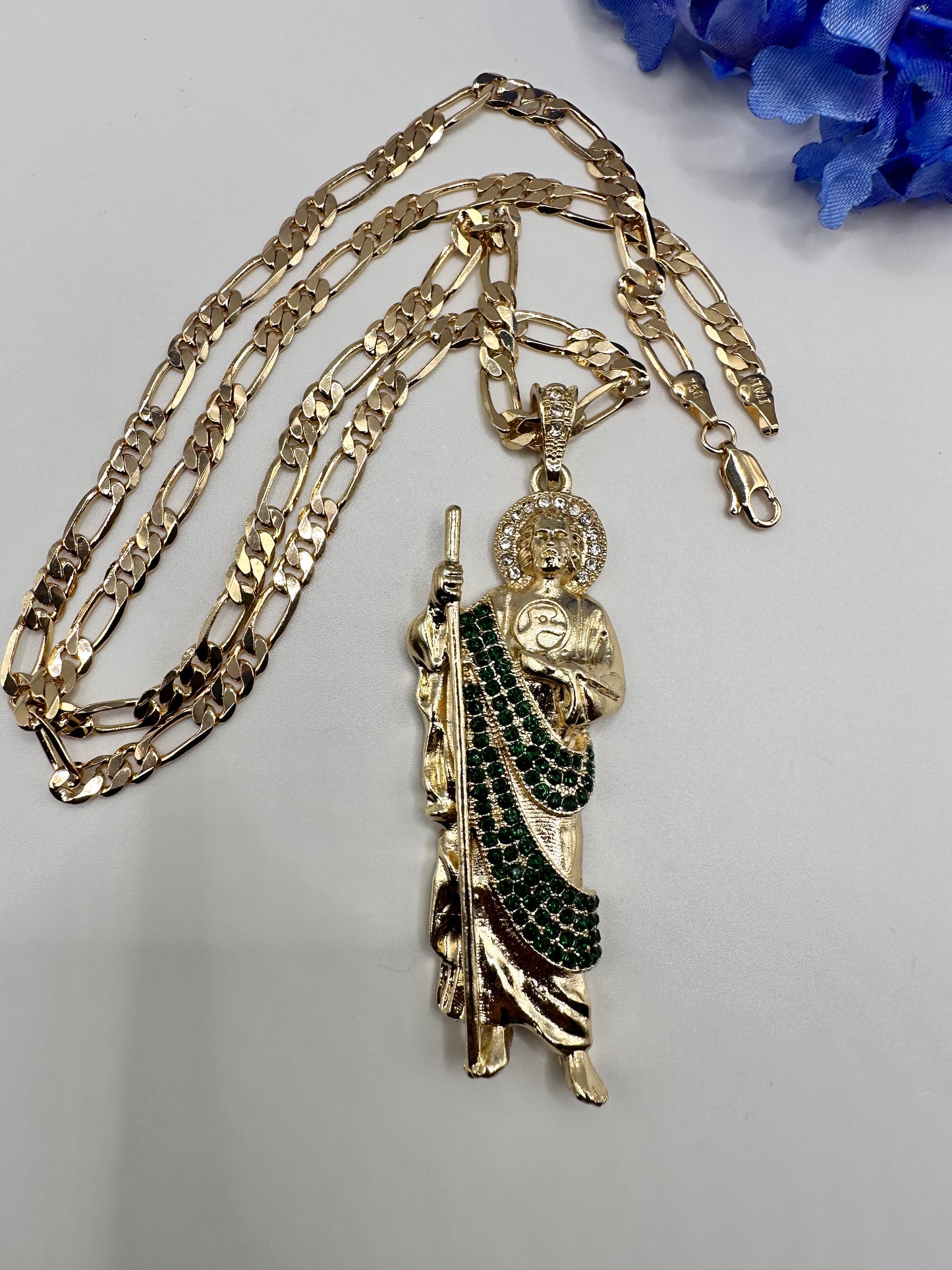 “Charm” Ice Green San Judas Gold Plated