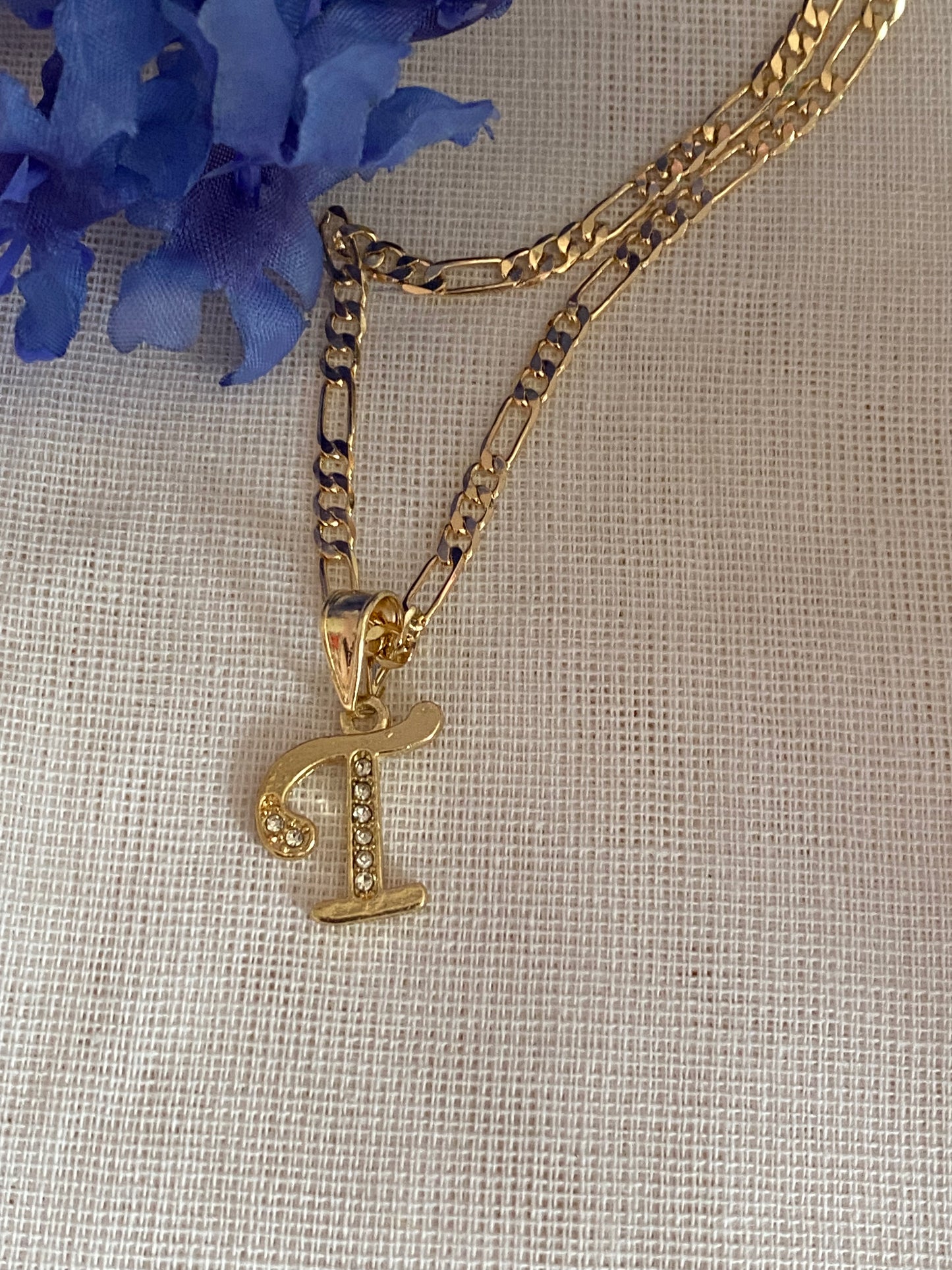 Letter Initials Necklaces with Clear Stones