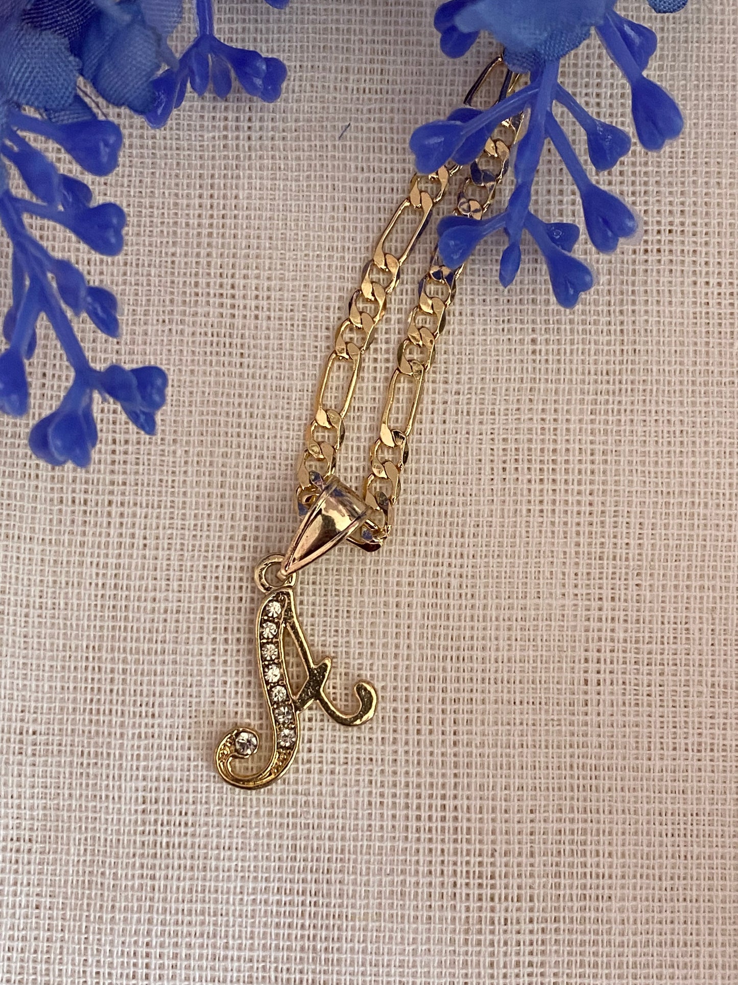 Letter Initials Necklaces with Clear Stones
