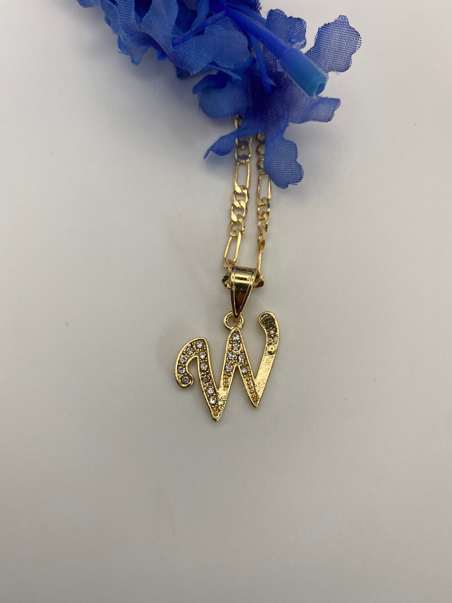 Letter Initials Necklaces with Clear Stones