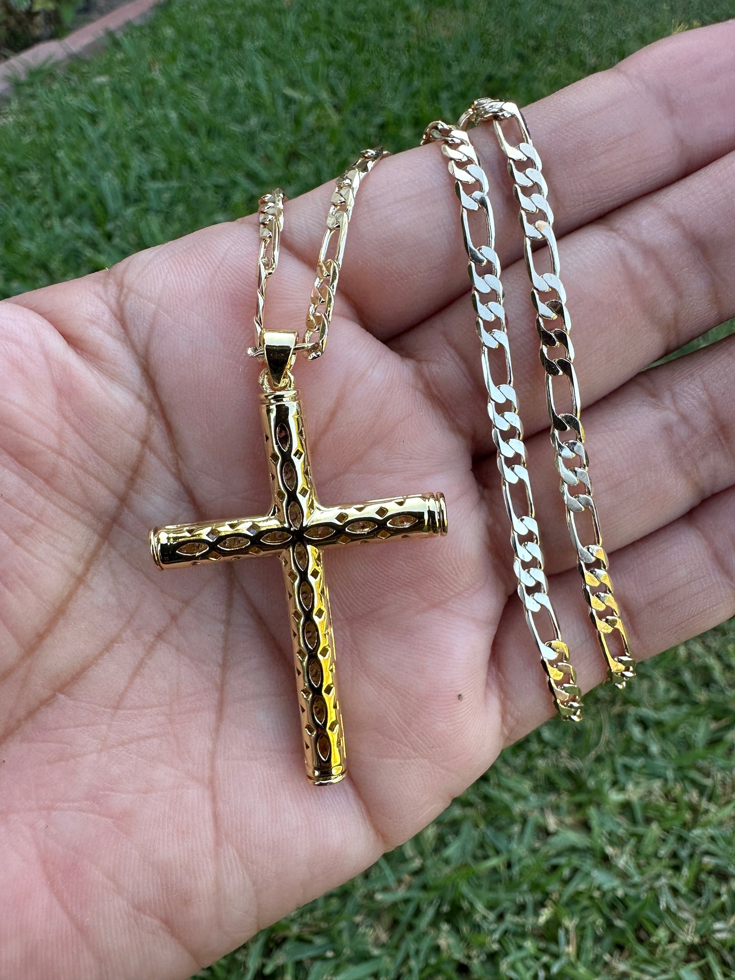 “All Fine” Cross Necklace double sided -Gold Plated