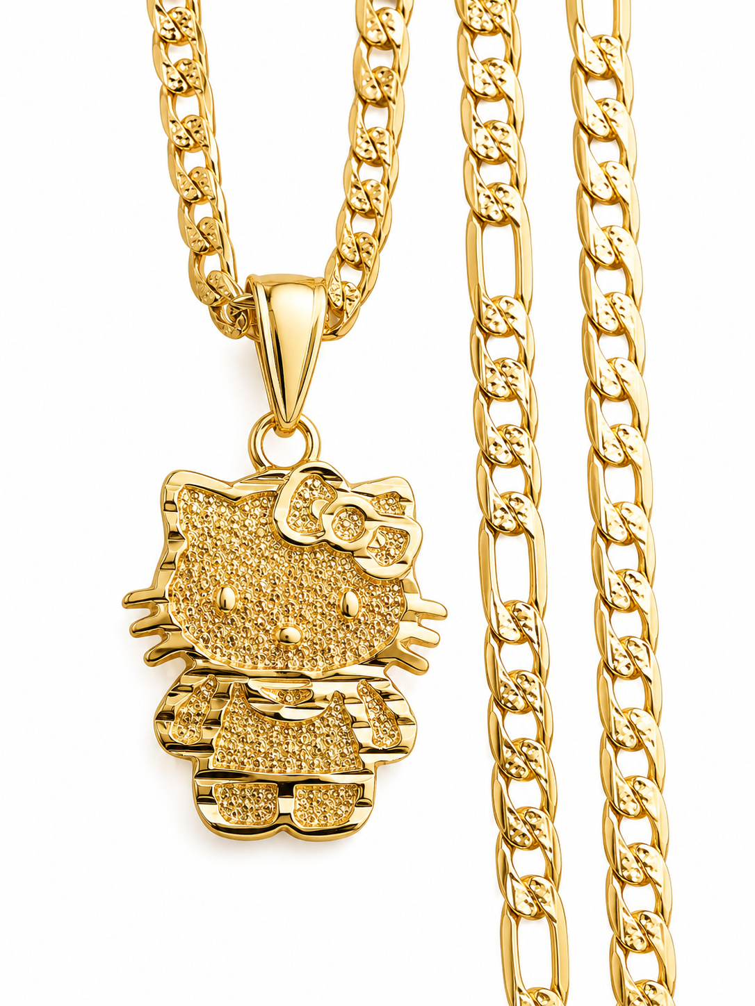 Kitty Gold Plated Cuban Link Necklace – Cute Pendant Necklace – Choose Your Chain Length