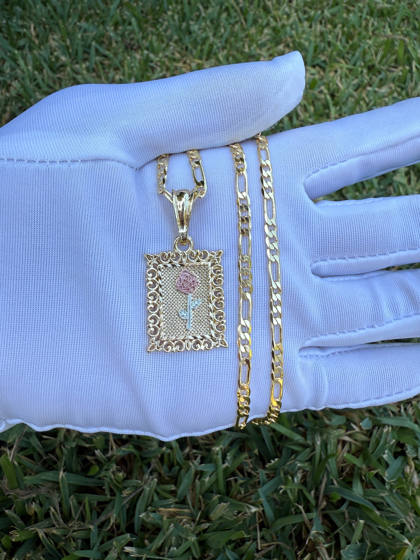 Rose Pedant with Chain Gold Plated Rose Necklace