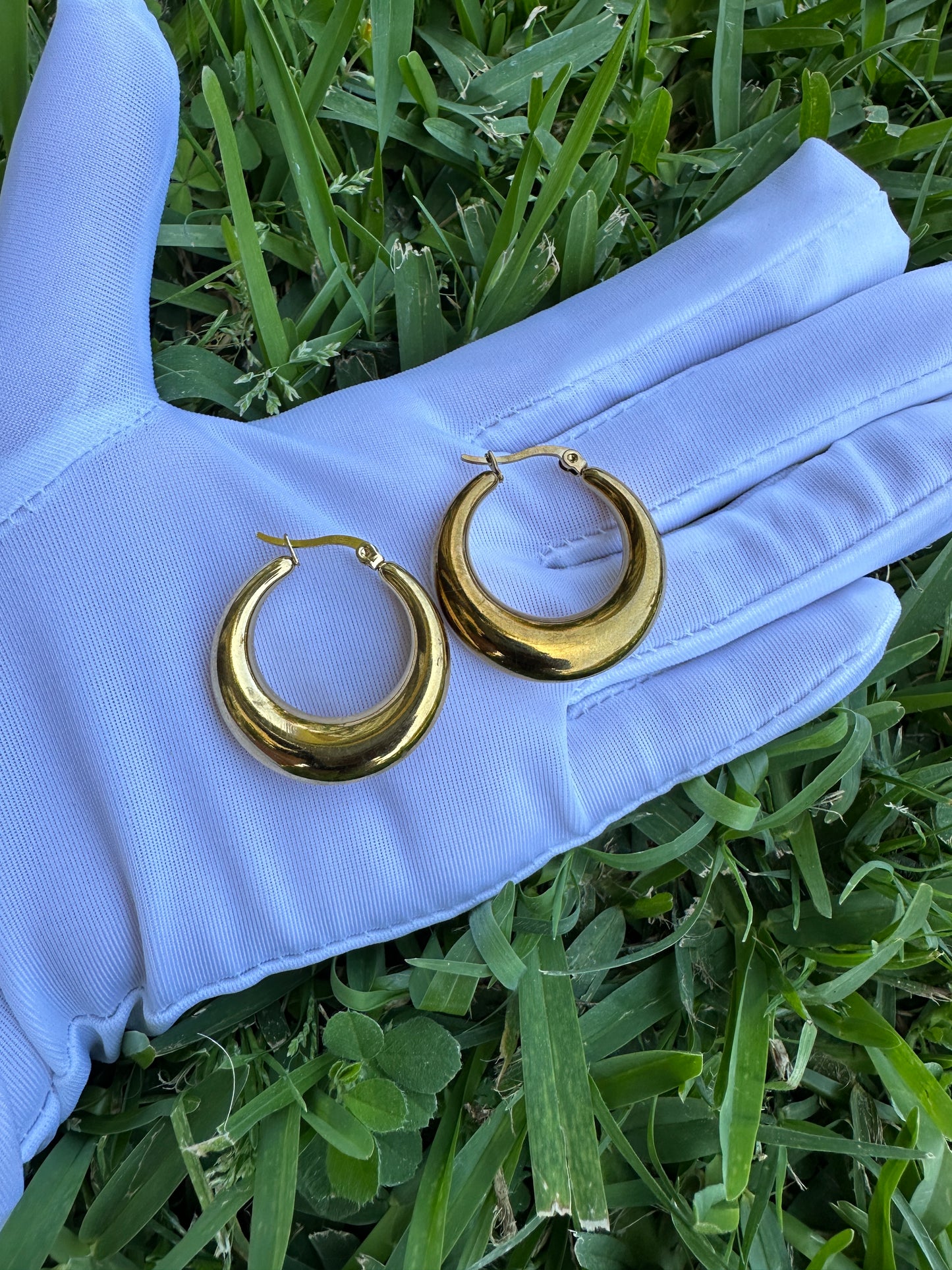 Gold Plated Hoop Thick Earrings