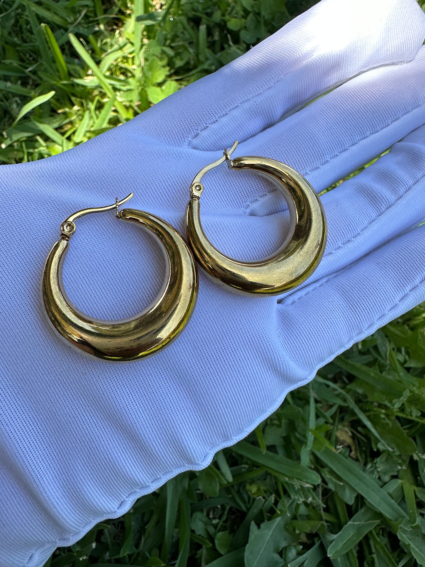 Gold Plated Hoop Thick Earrings