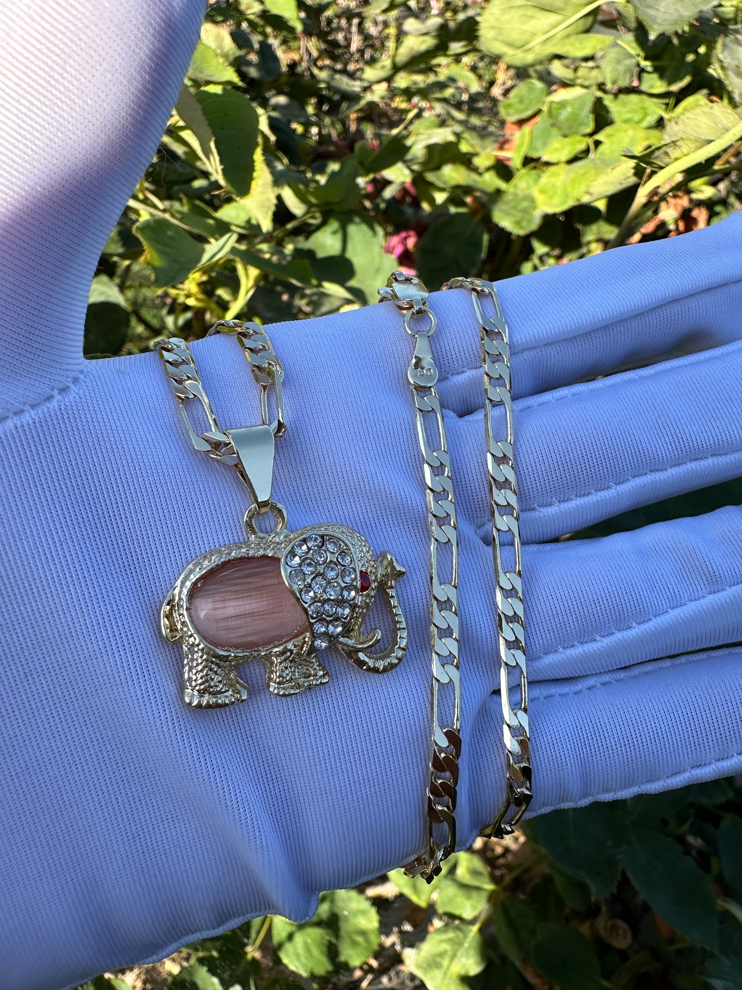 “My Luck” Elephant Necklace Gold Plates