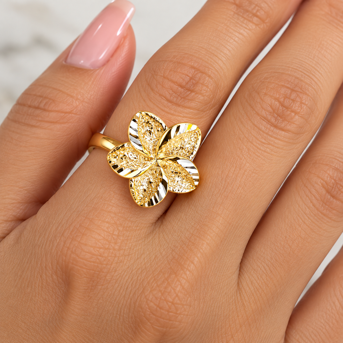 Hibiscus Ring Gold Plated