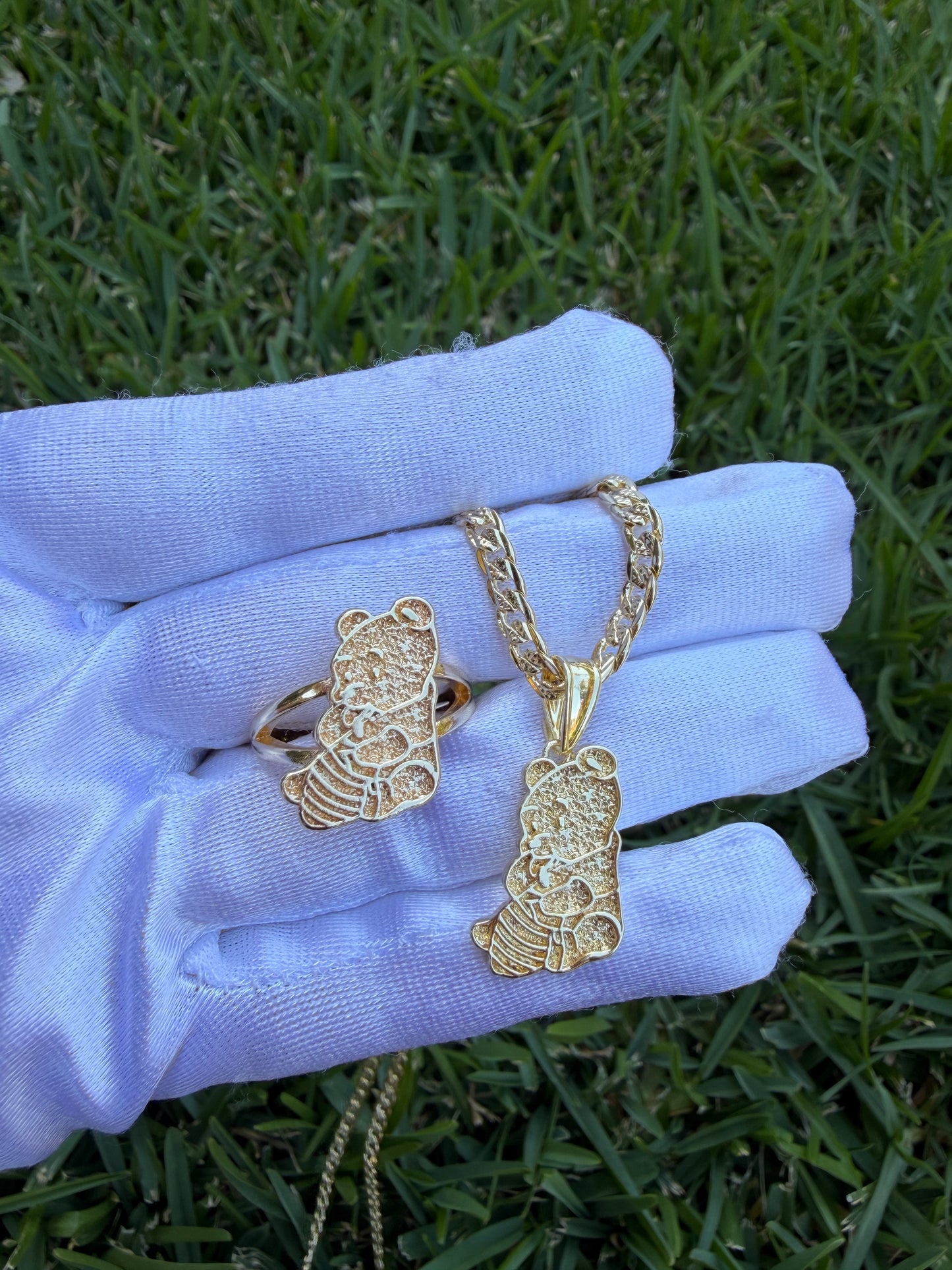 Winni Bear Necklace with Ring Set -Poohs