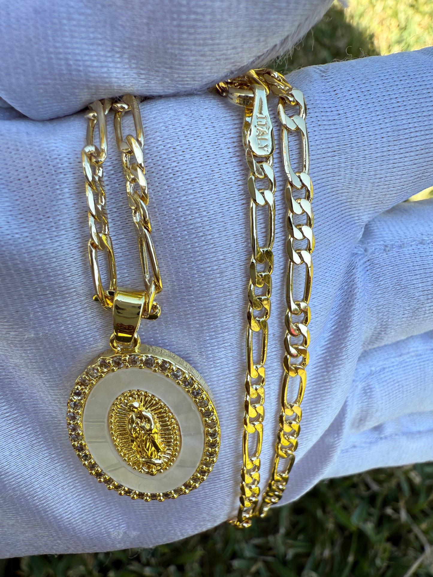 White Virgin Mary Necklace -Virgen De Guadalupe