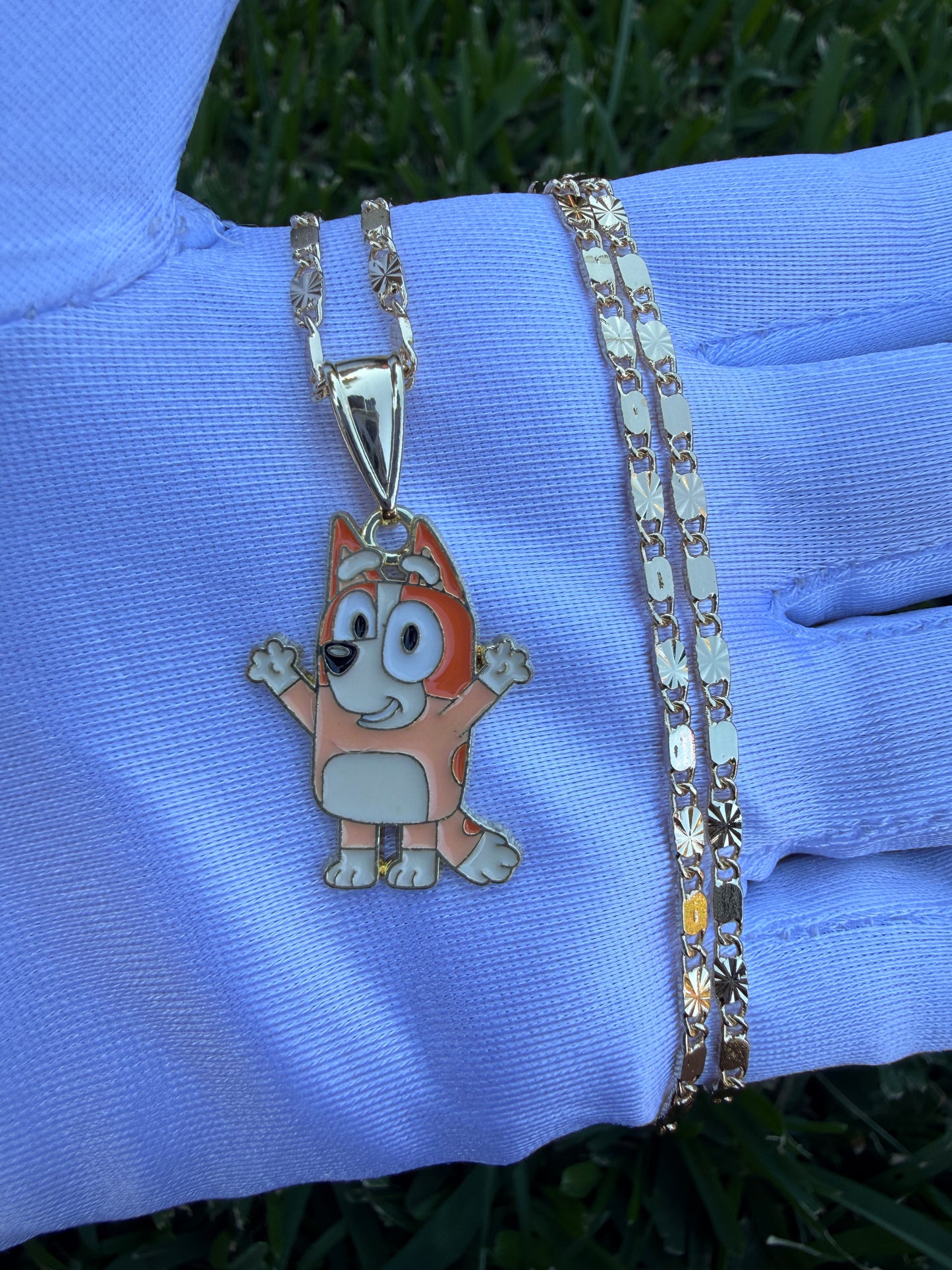 Blue dog Necklace Orange Dog Necklace