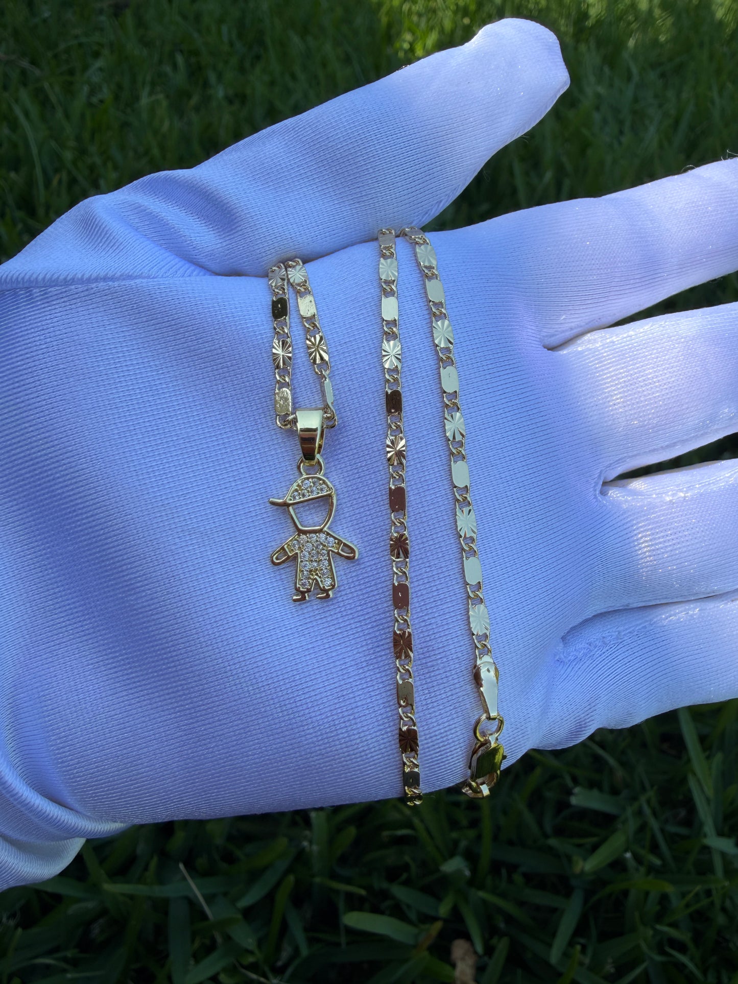 Boy Girl Charm Necklace with Chain - Gold Color Fashionable Design, Perfect for Everyday Wear