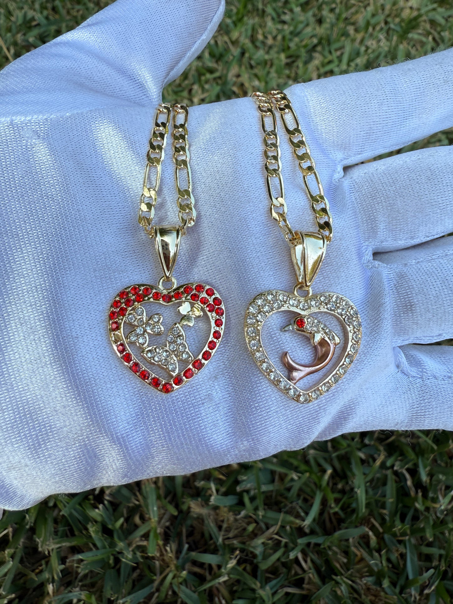 Heart Necklace with Dolphin or Butterfly with 20” chain