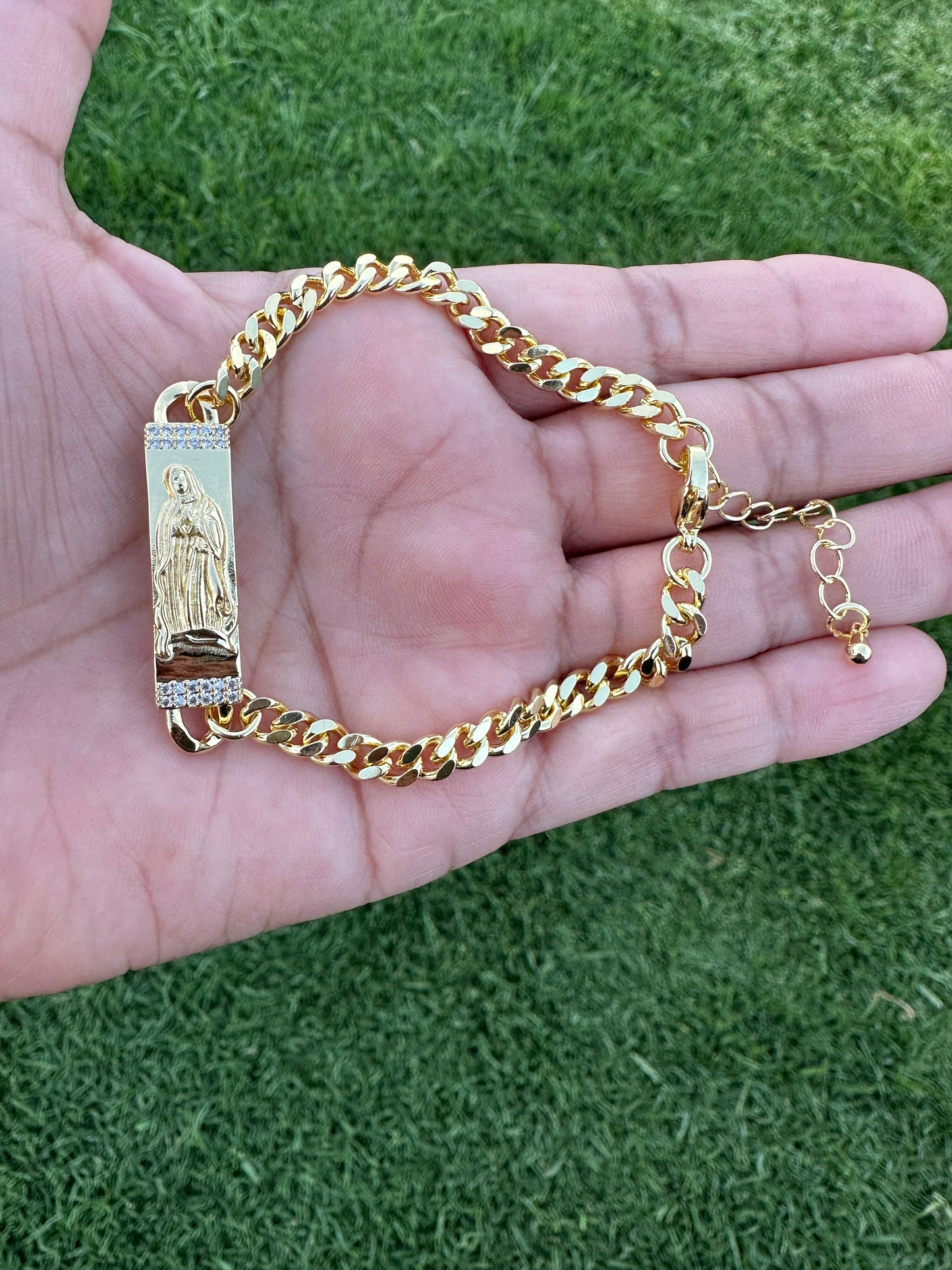 Virgin Mary Cuban Bracelet Gold Plated - Esclava Virgencita