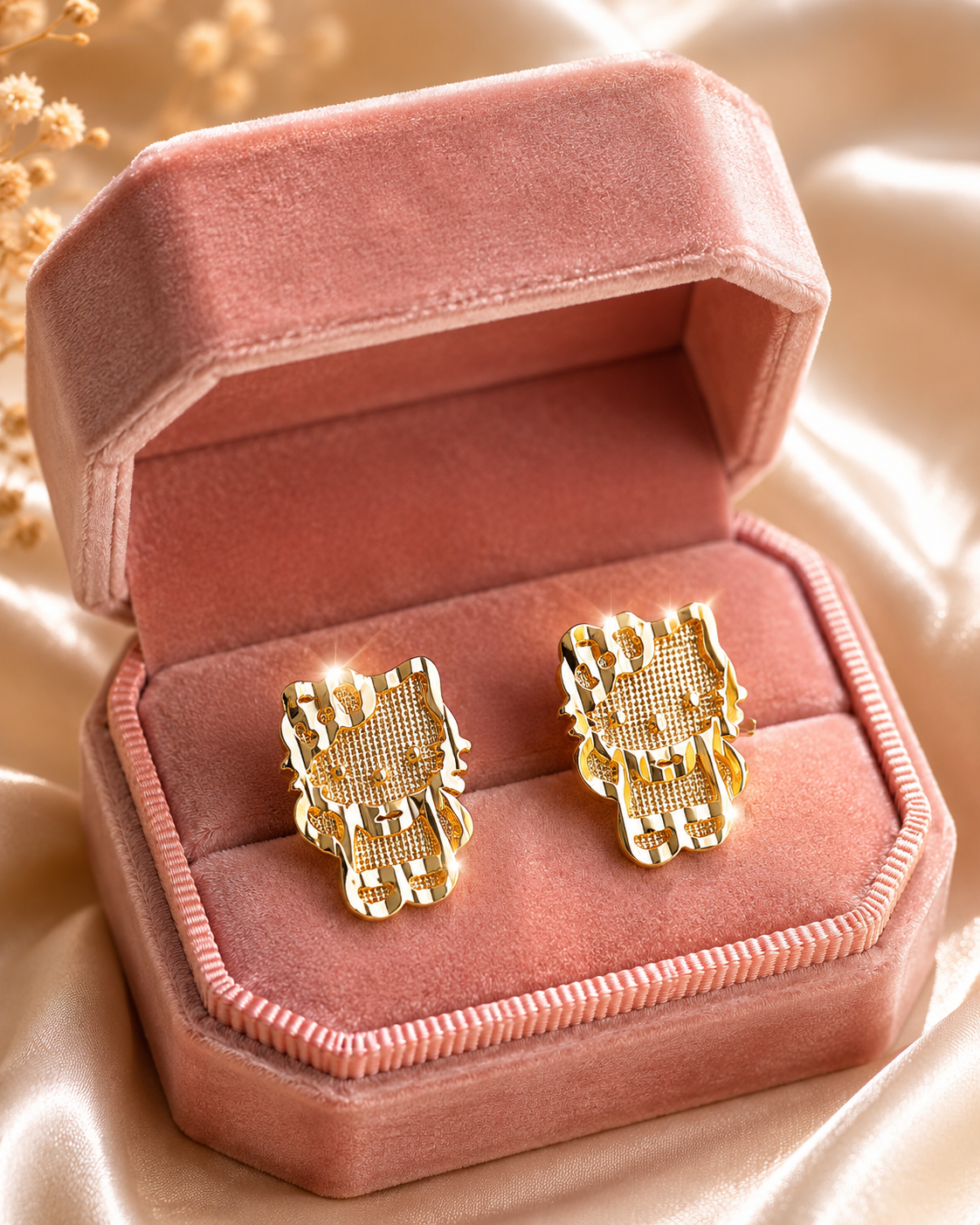 Full body Kitty Earrings Gold Plated