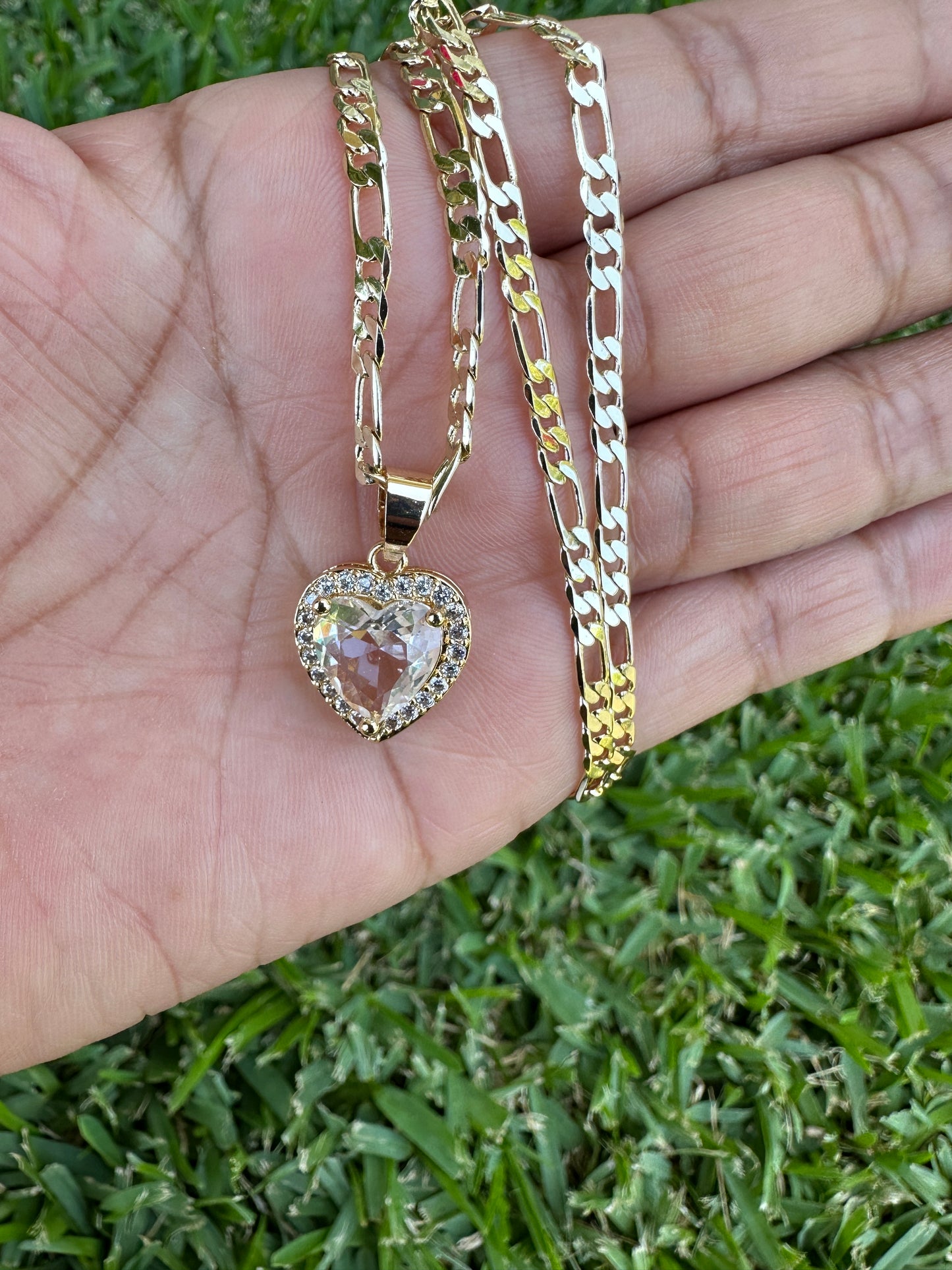 “Clear Rock” Heart Diamond Necklace -Gold Plated