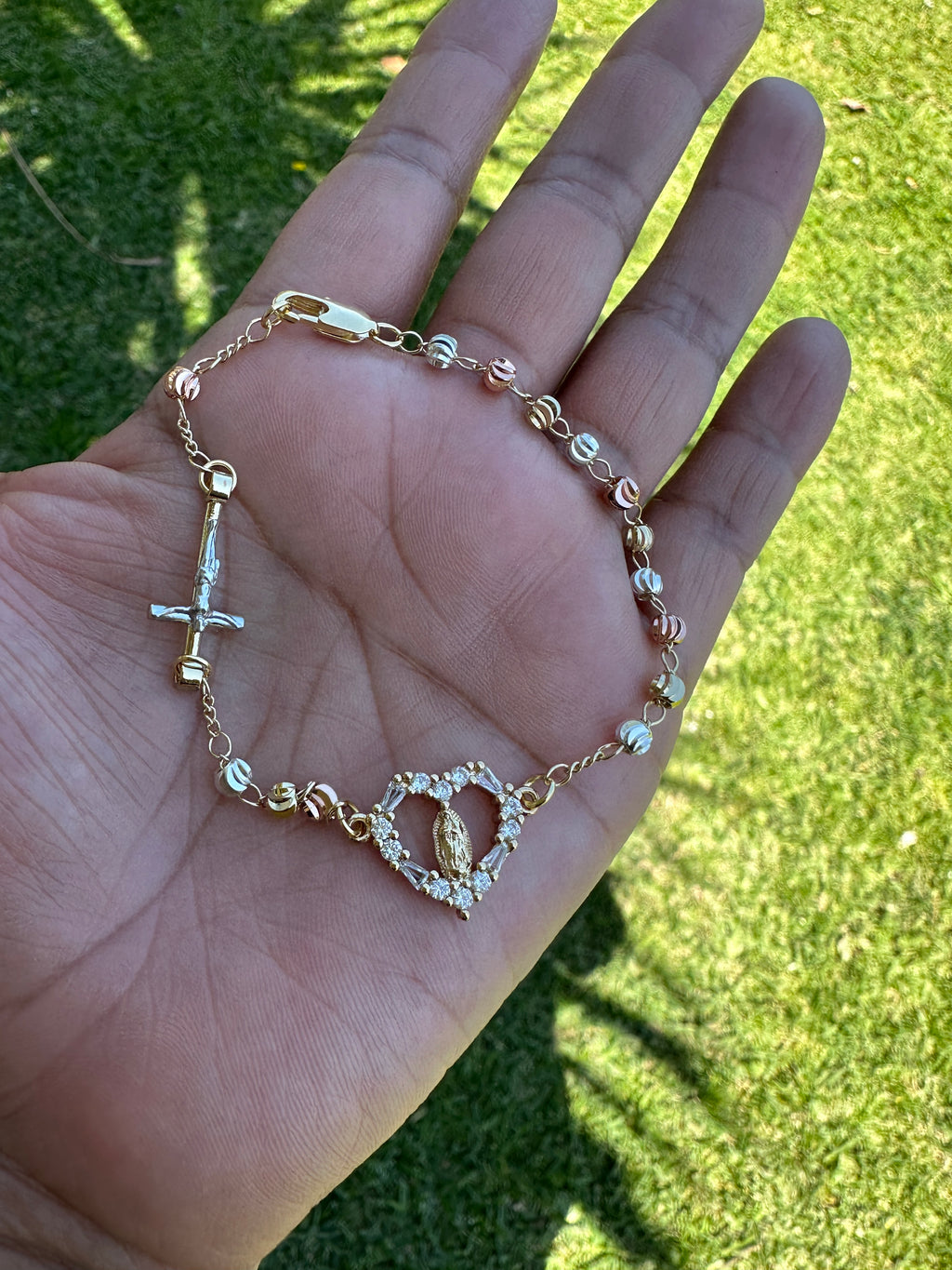 Cross and Virgin Bracelet Gold plated