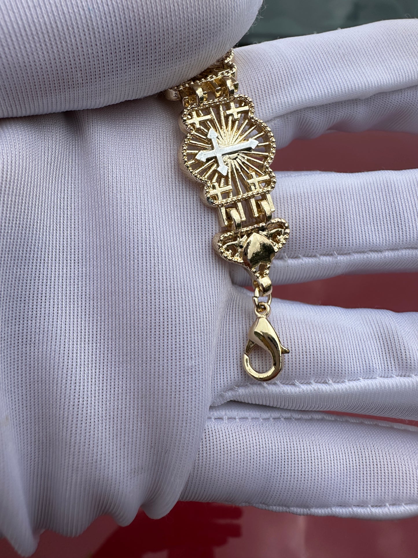 “Sky” Cross and Virgin Bracelet Gold Plated