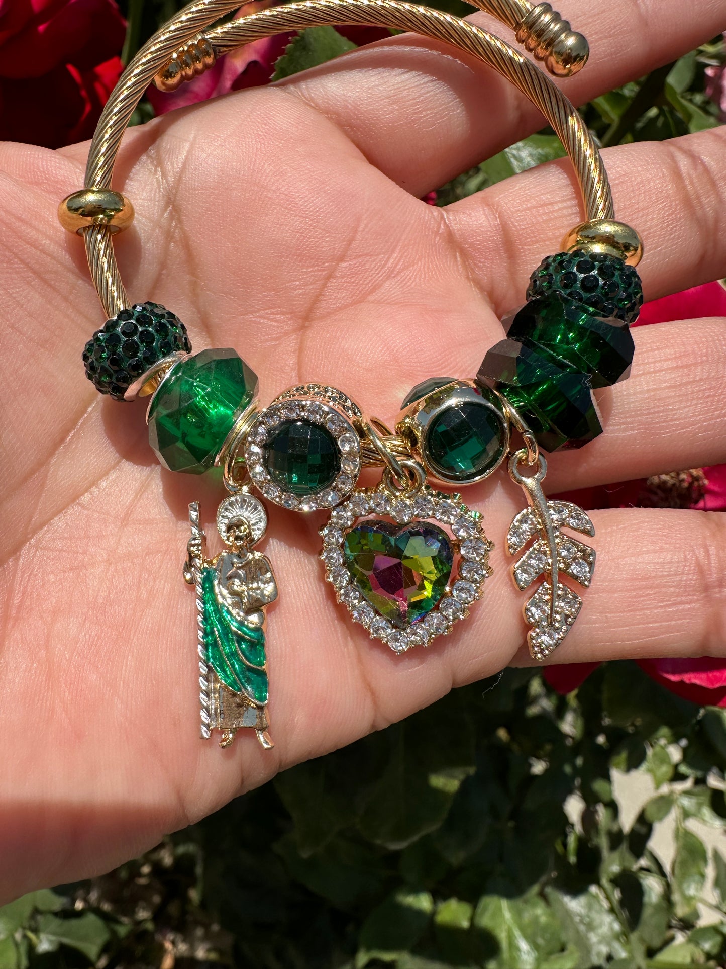 Green St.Jude Charm Bracelet